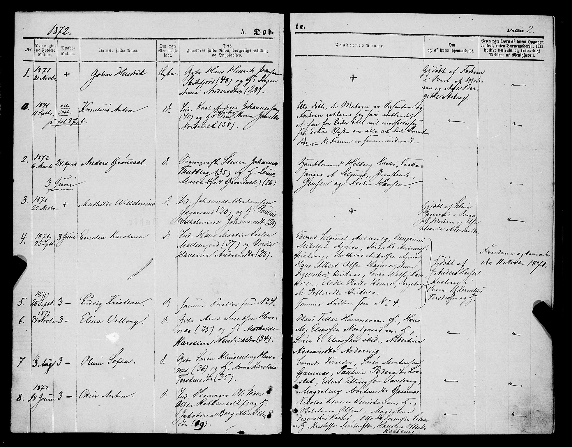 Karlsøy sokneprestembete, SATØ/S-1299/H/Ha/Haa/L0005kirke: Parish register (official) no. 5, 1872-1878, p. 2