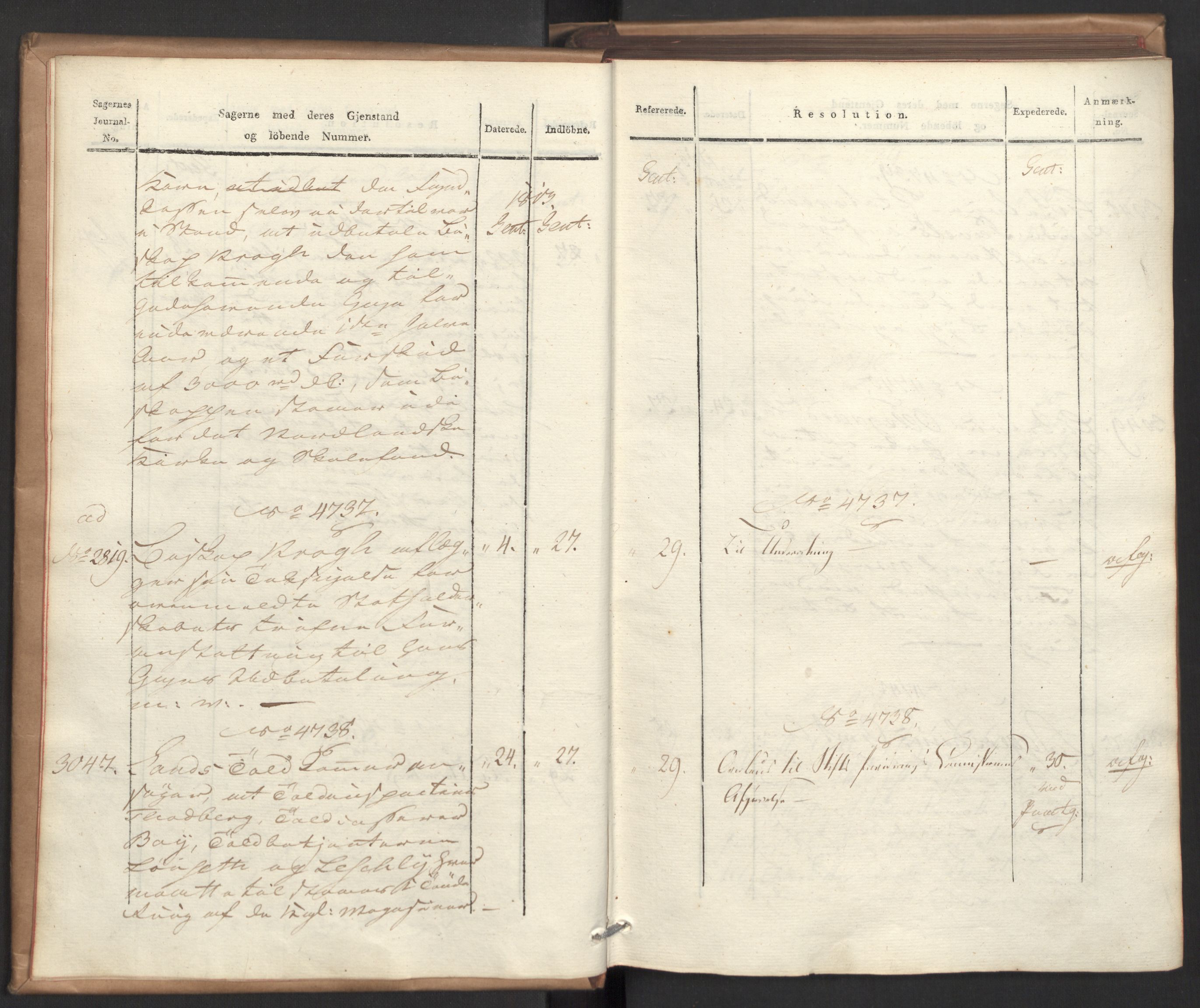 Stattholderembetet 1810-1814, 2. kontor (Kontor B), AV/RA-EA-5432/Ab/L0008: Referatprotokoll,  j.nr. 3043-3538,  l.nr. 4732-5314, 1813, p. 6
