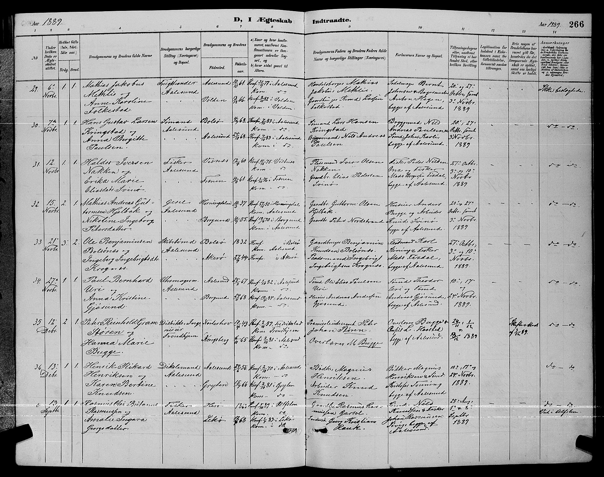 Ministerialprotokoller, klokkerbøker og fødselsregistre - Møre og Romsdal, AV/SAT-A-1454/529/L0467: Parish register (copy) no. 529C04, 1889-1897, p. 266