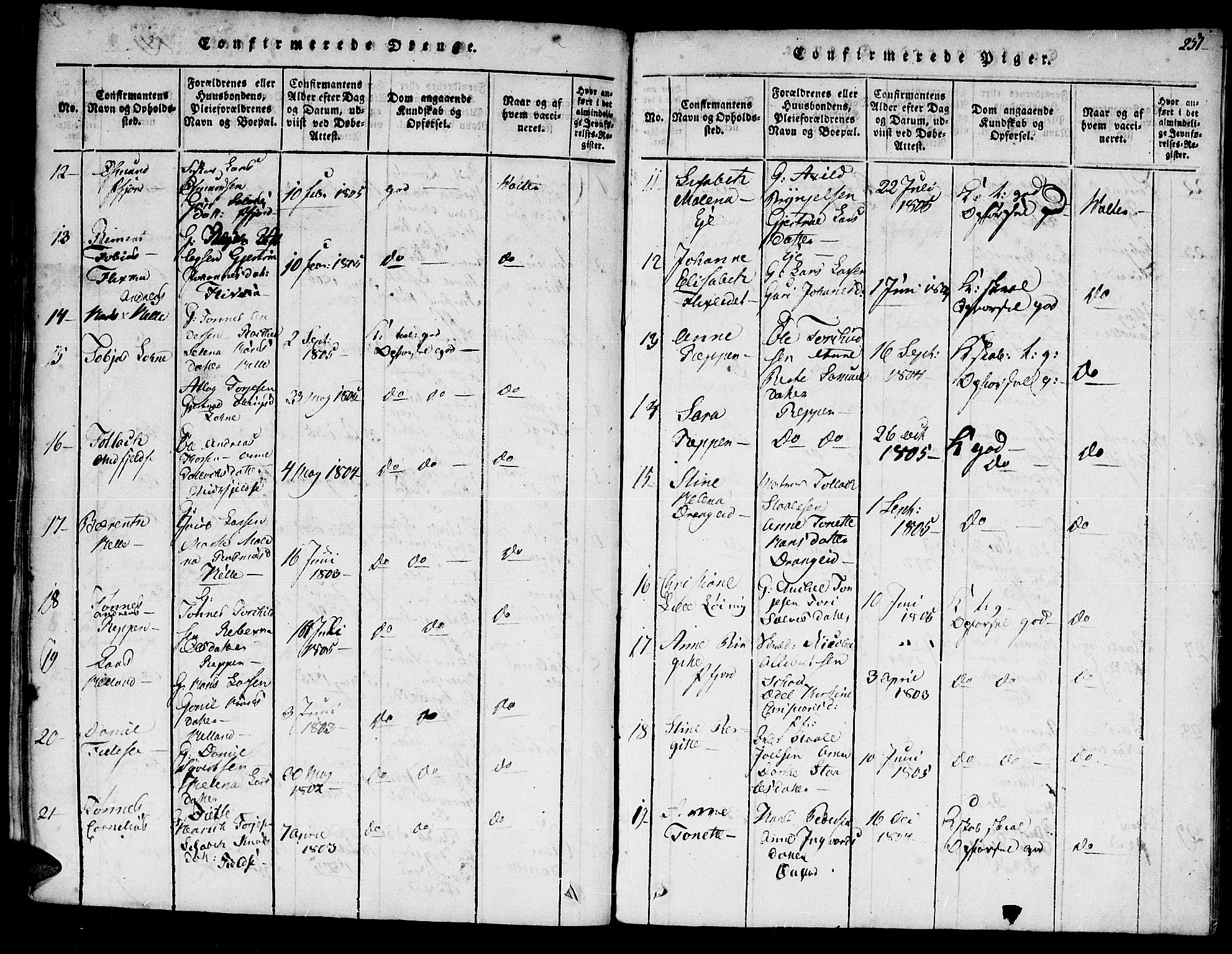 Flekkefjord sokneprestkontor, SAK/1111-0012/F/Fa/Fac/L0002: Parish register (official) no. A 2, 1815-1826, p. 251