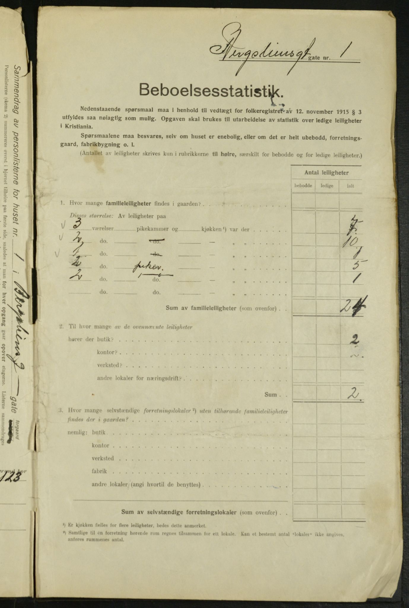 OBA, Municipal Census 1916 for Kristiania, 1916, p. 4068