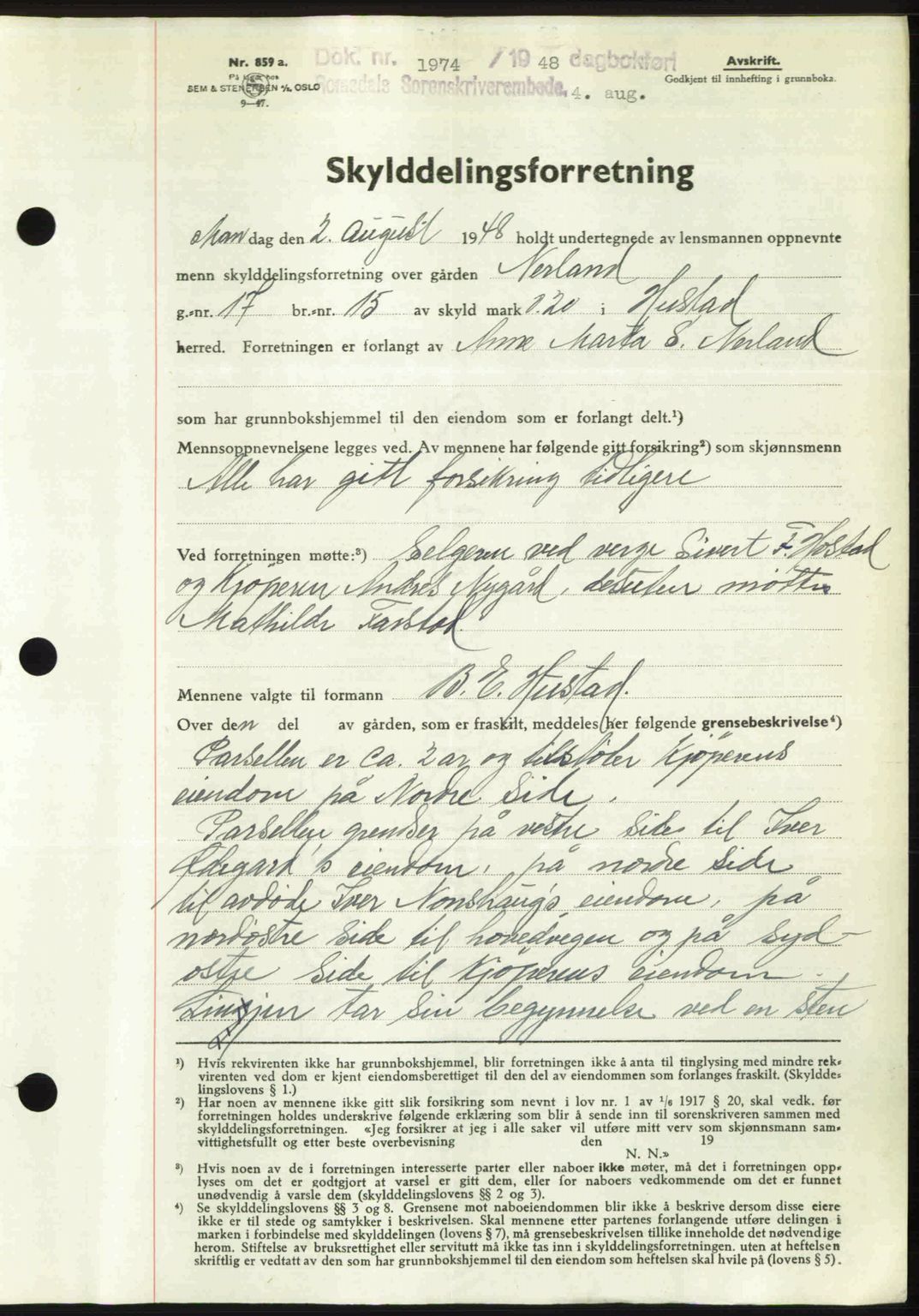 Romsdal sorenskriveri, AV/SAT-A-4149/1/2/2C: Mortgage book no. A26, 1948-1948, Diary no: : 1974/1948