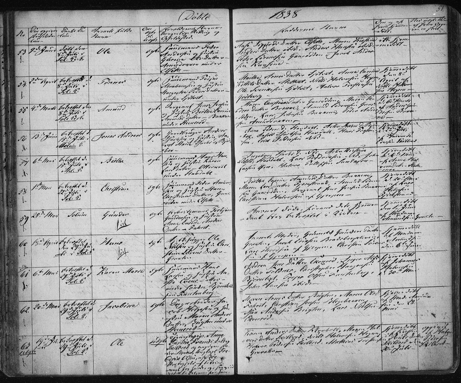 Solum kirkebøker, AV/SAKO-A-306/F/Fa/L0005: Parish register (official) no. I 5, 1833-1843, p. 51