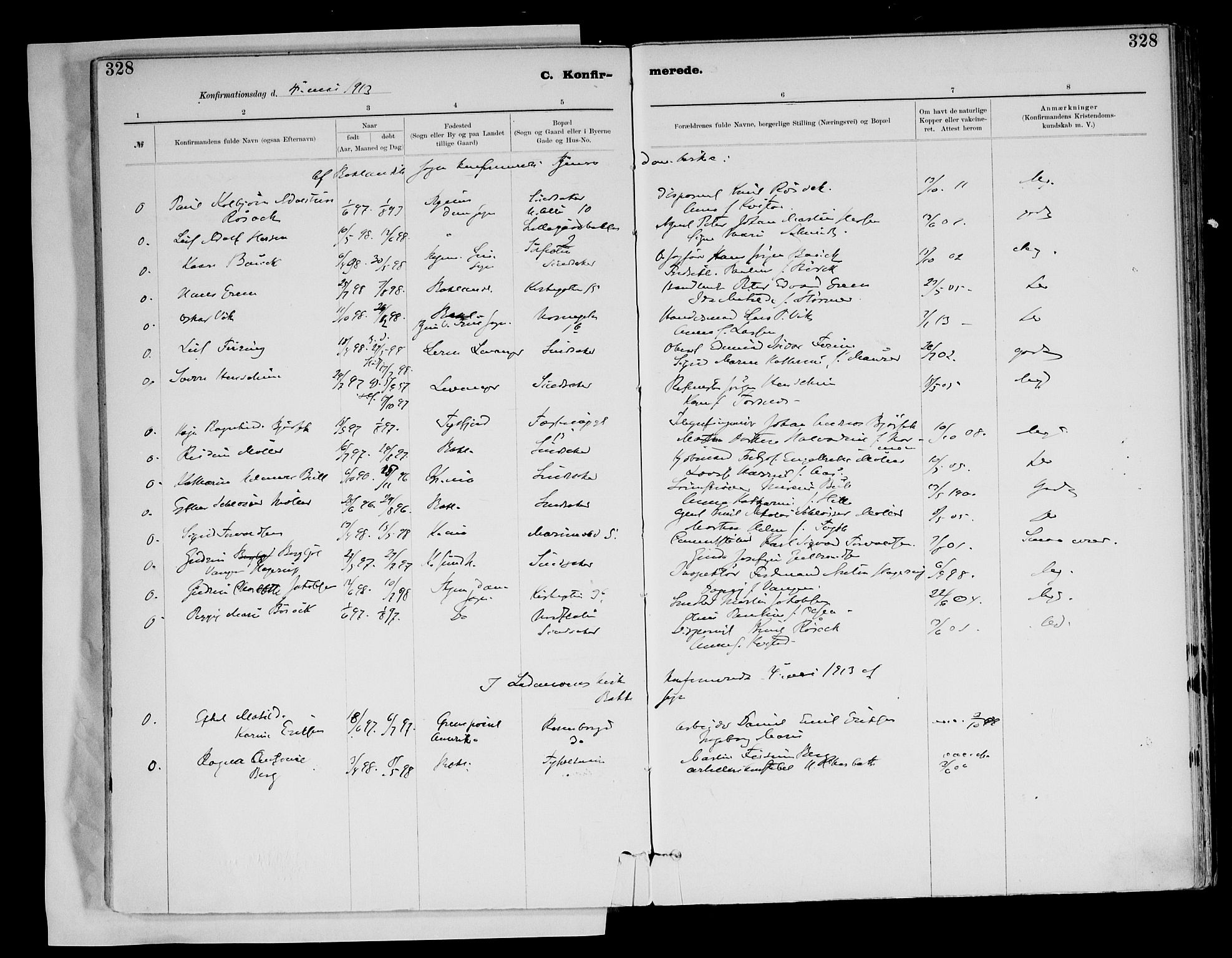 Ministerialprotokoller, klokkerbøker og fødselsregistre - Sør-Trøndelag, AV/SAT-A-1456/604/L0203: Parish register (official) no. 604A23, 1908-1916, p. 328