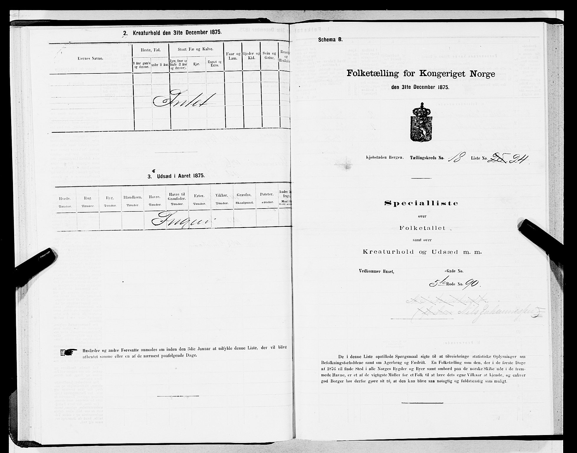 SAB, 1875 census for 1301 Bergen, 1875, p. 947