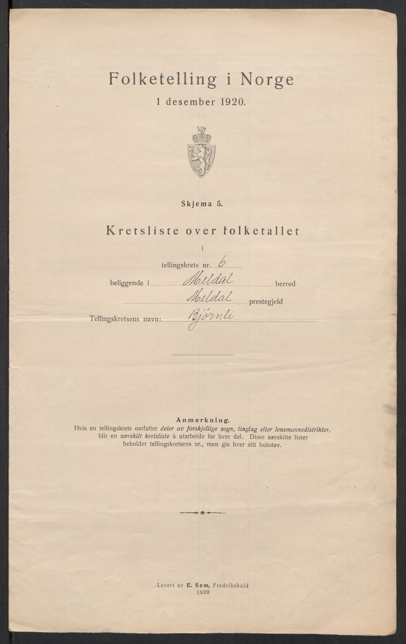 SAT, 1920 census for Meldal, 1920, p. 25