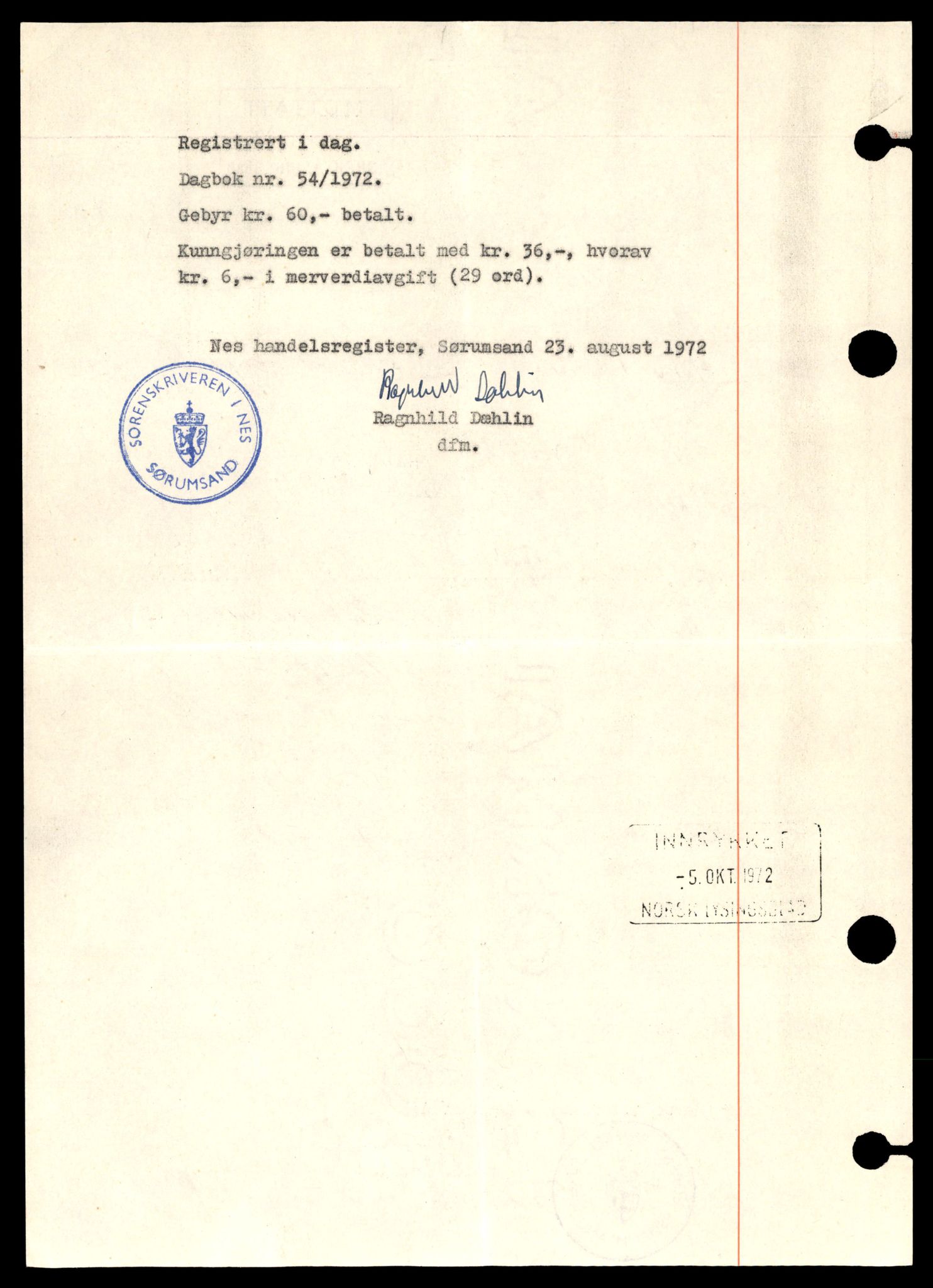 Nes tingrett, AV/SAT-A-10548/K/Ke/Kea/L0005: Enkeltmannsforetak, Nes - Sen, 1944-1990, p. 2
