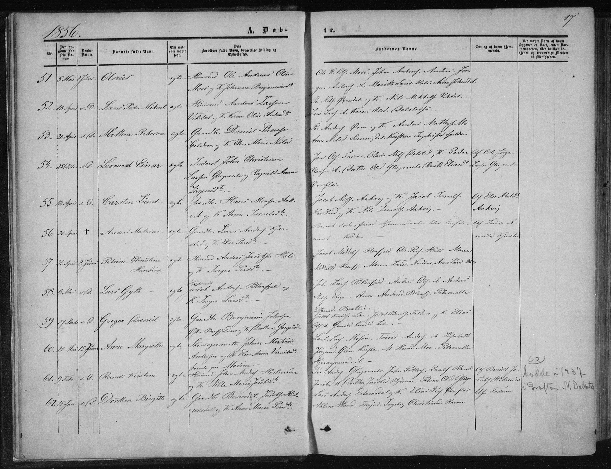 Ministerialprotokoller, klokkerbøker og fødselsregistre - Nordland, SAT/A-1459/820/L0293: Parish register (official) no. 820A14, 1855-1865, p. 17