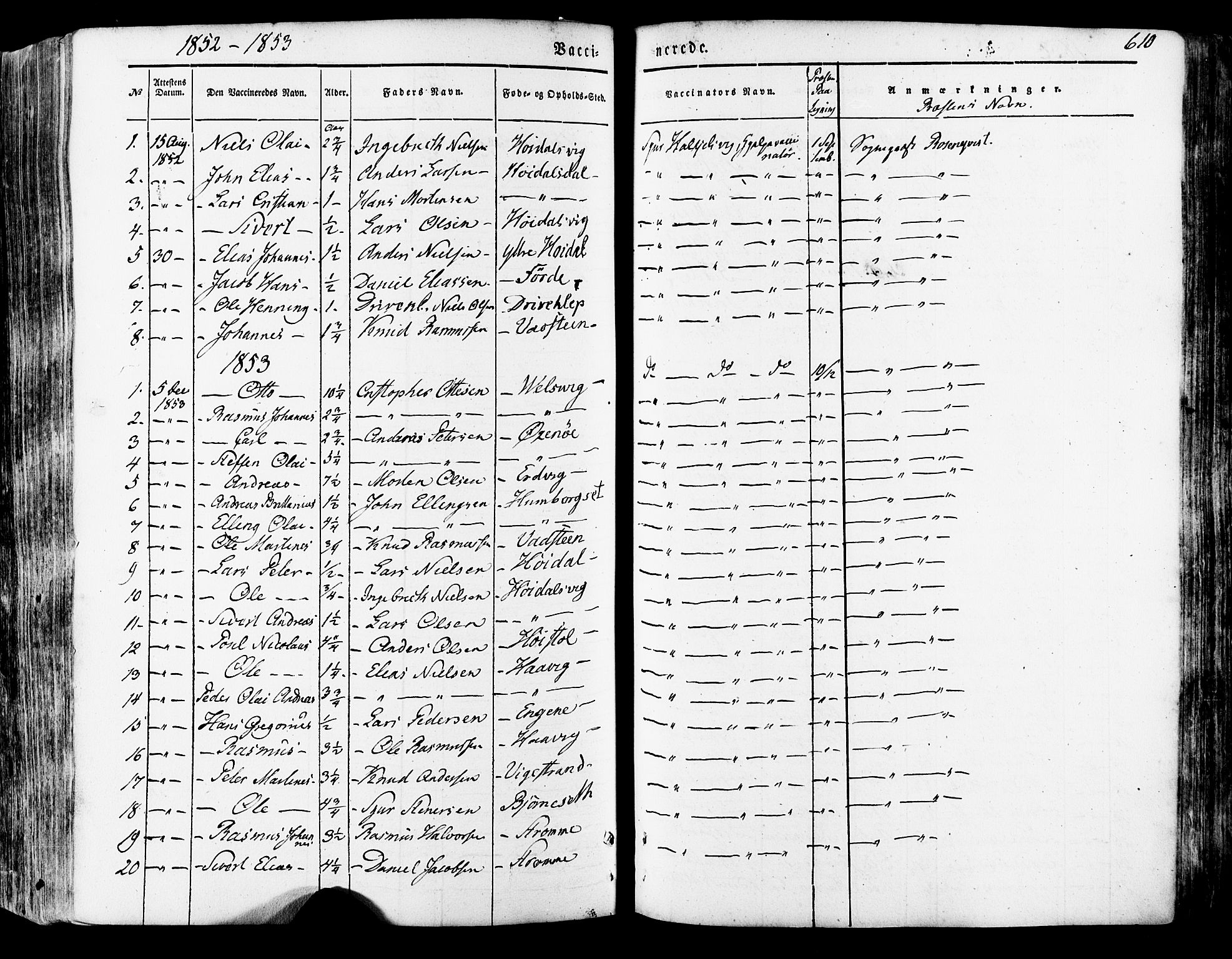 Ministerialprotokoller, klokkerbøker og fødselsregistre - Møre og Romsdal, SAT/A-1454/511/L0140: Parish register (official) no. 511A07, 1851-1878, p. 610