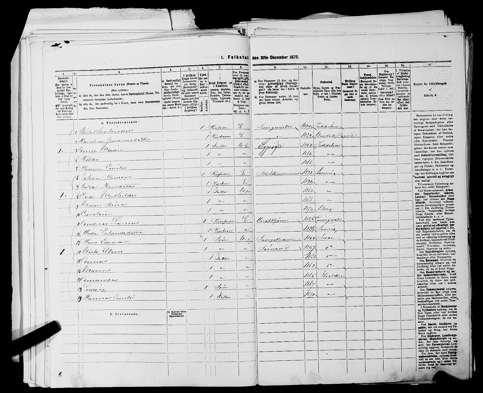 RA, 1875 census for 0101P Fredrikshald, 1875, p. 45