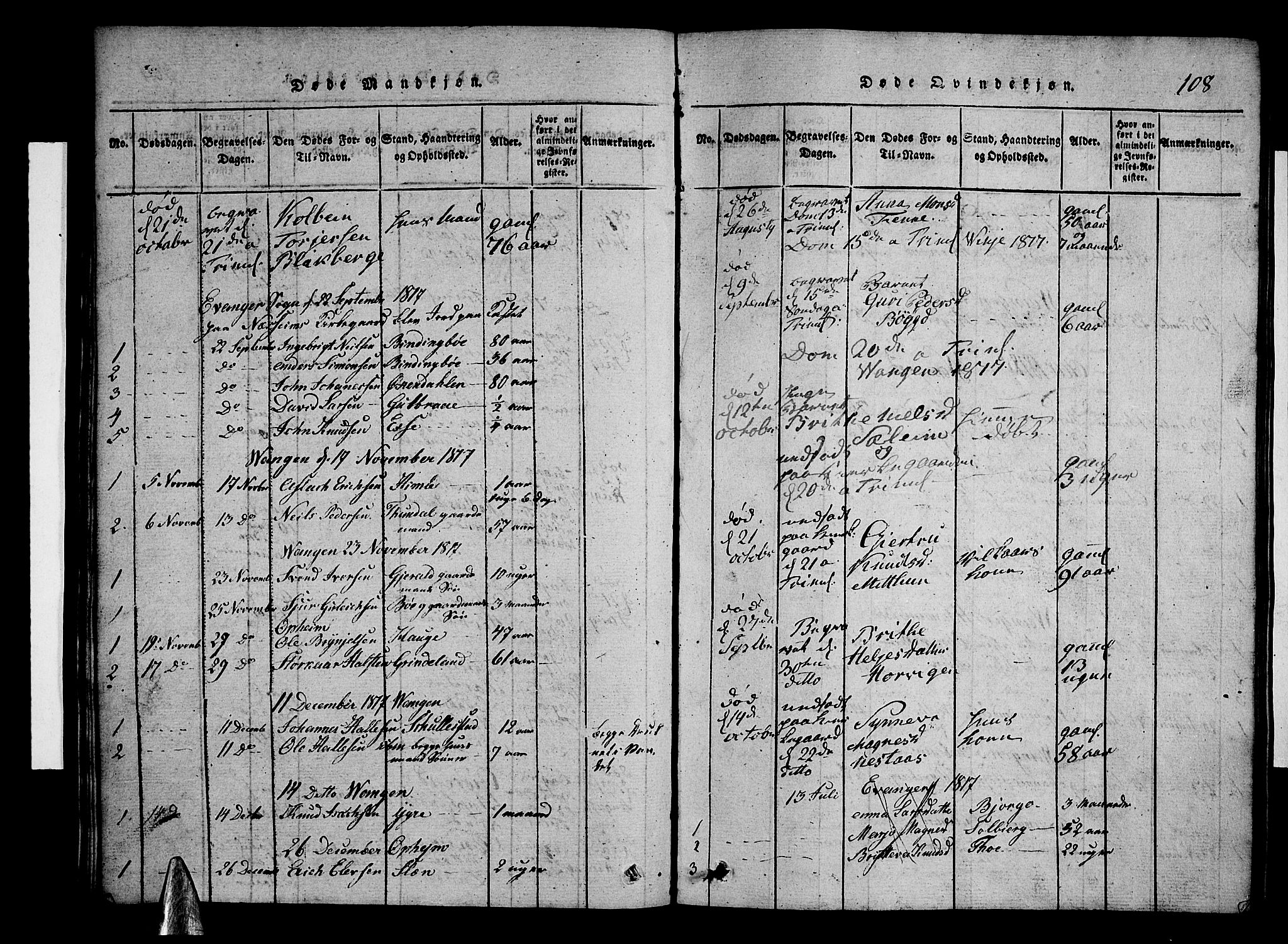 Voss sokneprestembete, AV/SAB-A-79001/H/Hab: Parish register (copy) no. A 1, 1816-1818, p. 108