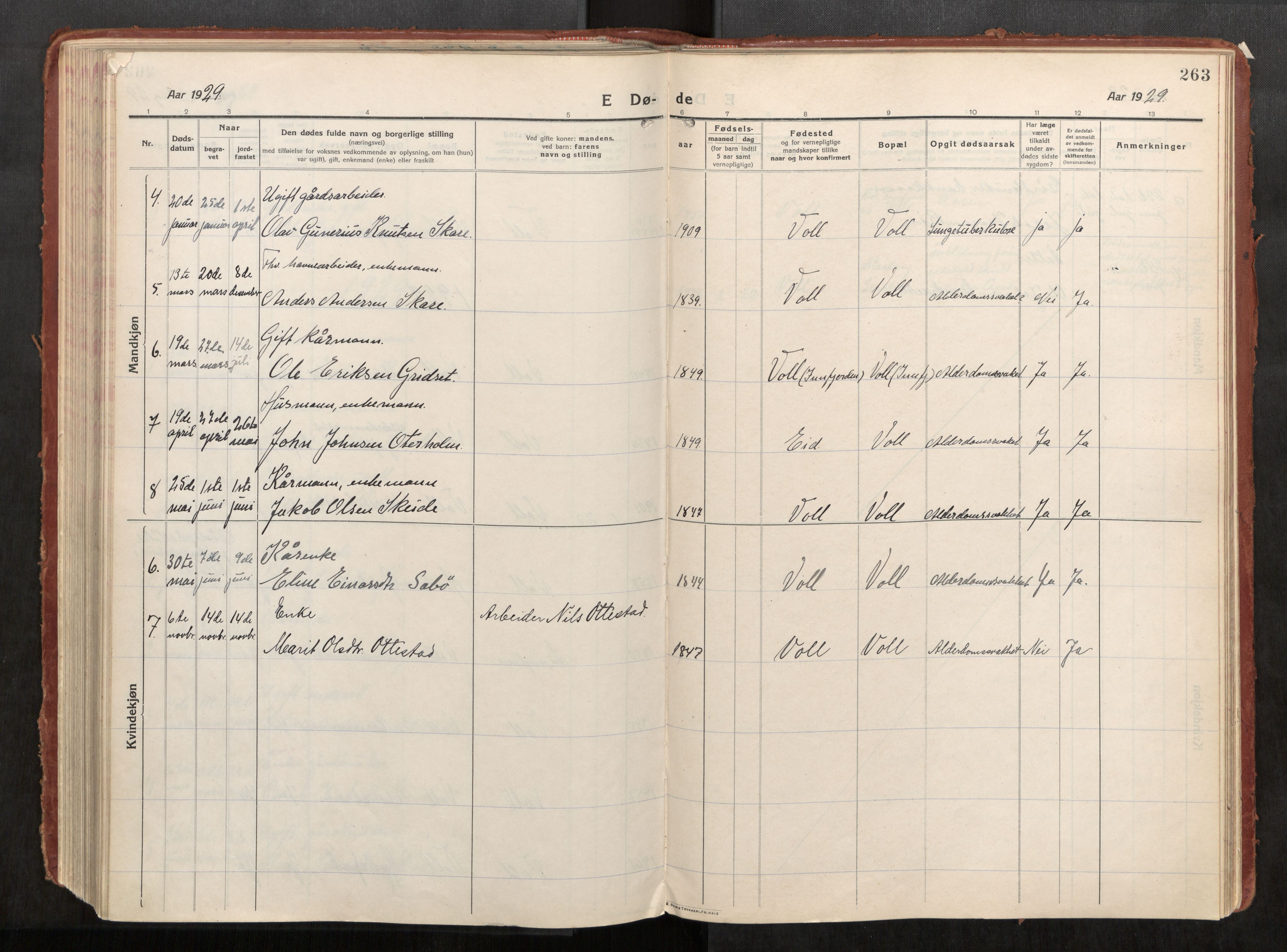 Eid sokneprestkontor, AV/SAT-A-1254: Parish register (official) no. 543A04, 1916-1956, p. 263