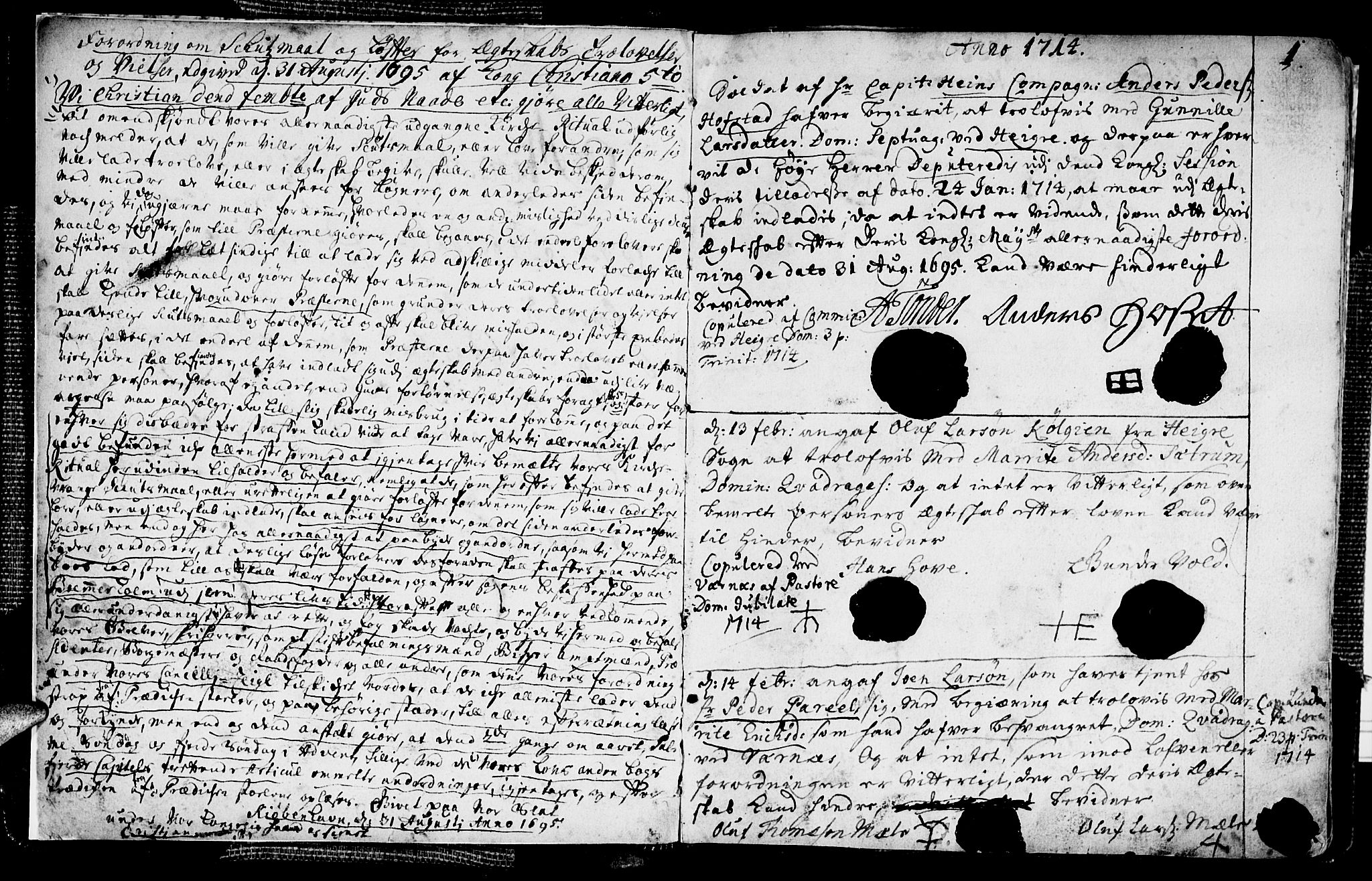 Ministerialprotokoller, klokkerbøker og fødselsregistre - Nord-Trøndelag, SAT/A-1458/709/L0053: Parish register (official) no. 709A01, 1714-1729, p. 1