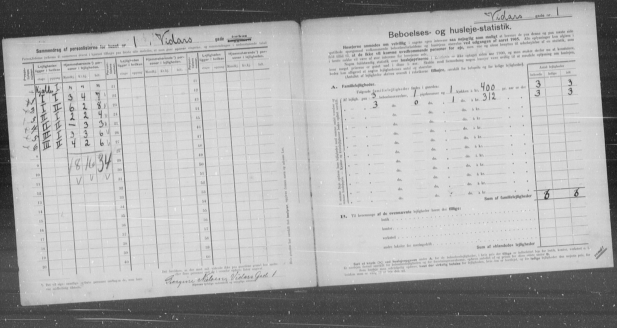 OBA, Municipal Census 1905 for Kristiania, 1905, p. 65169