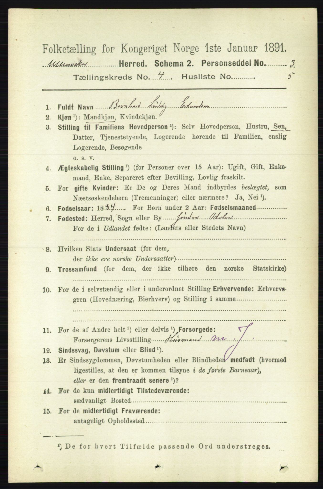 RA, 1891 census for 0235 Ullensaker, 1891, p. 1546