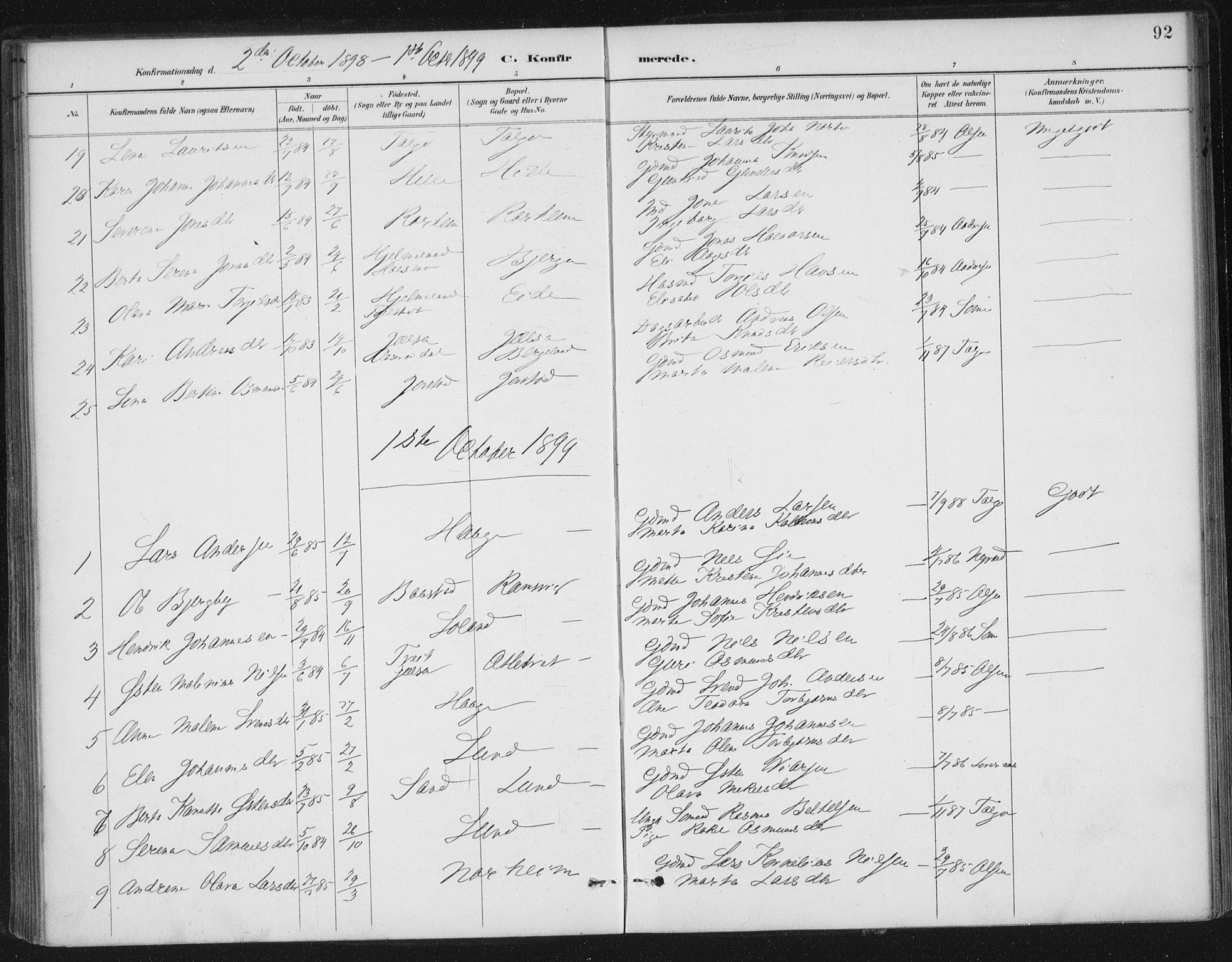 Nedstrand sokneprestkontor, AV/SAST-A-101841/01/IV: Parish register (official) no. A 13, 1887-1915, p. 92