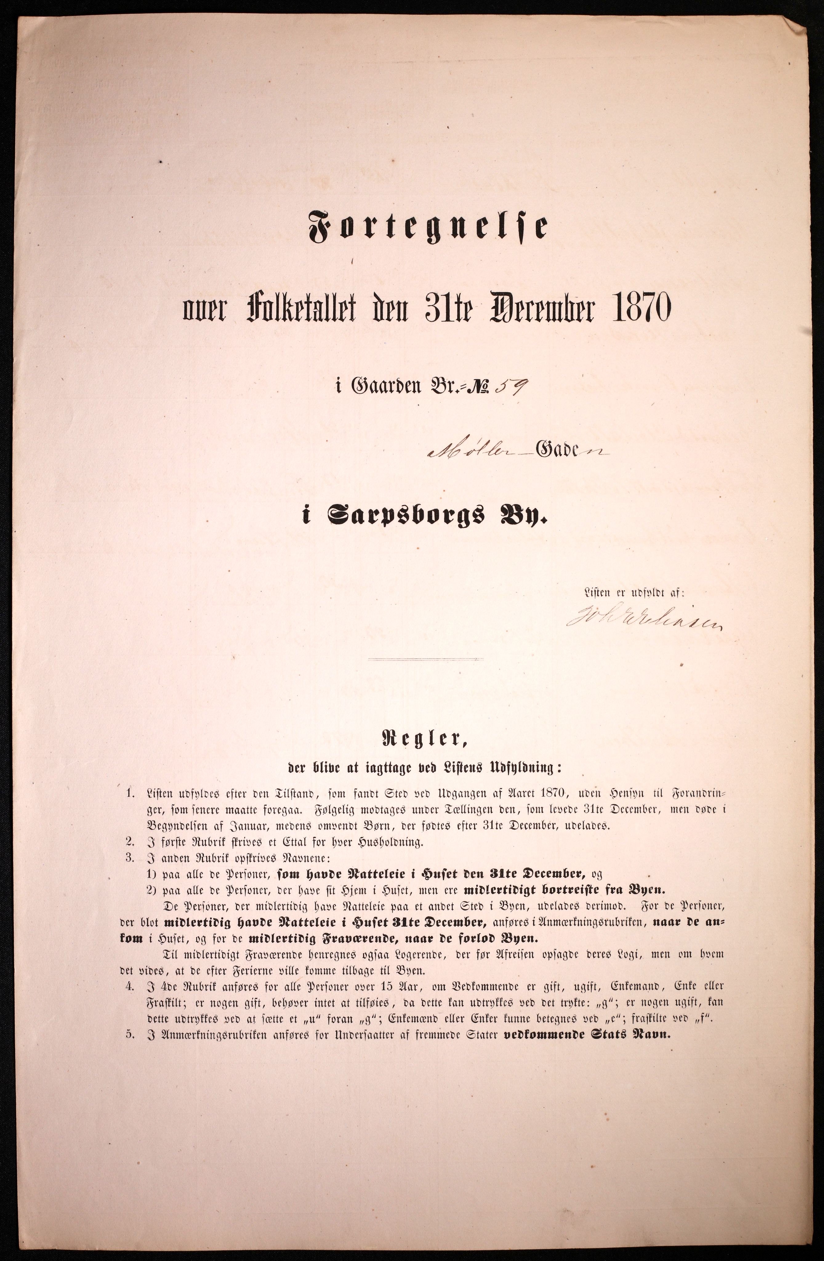 RA, 1870 census for 0102 Sarpsborg, 1870, p. 373