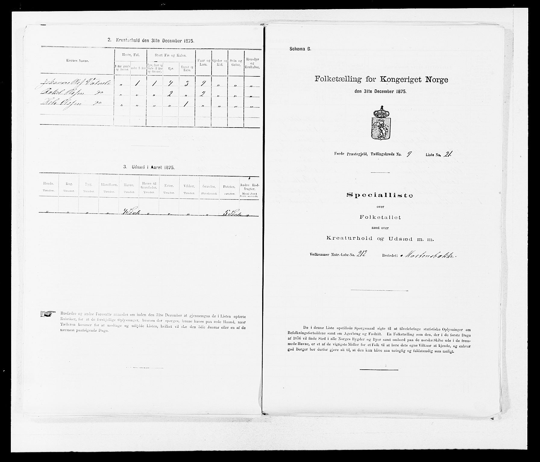 SAB, 1875 census for 1432P Førde, 1875, p. 1045