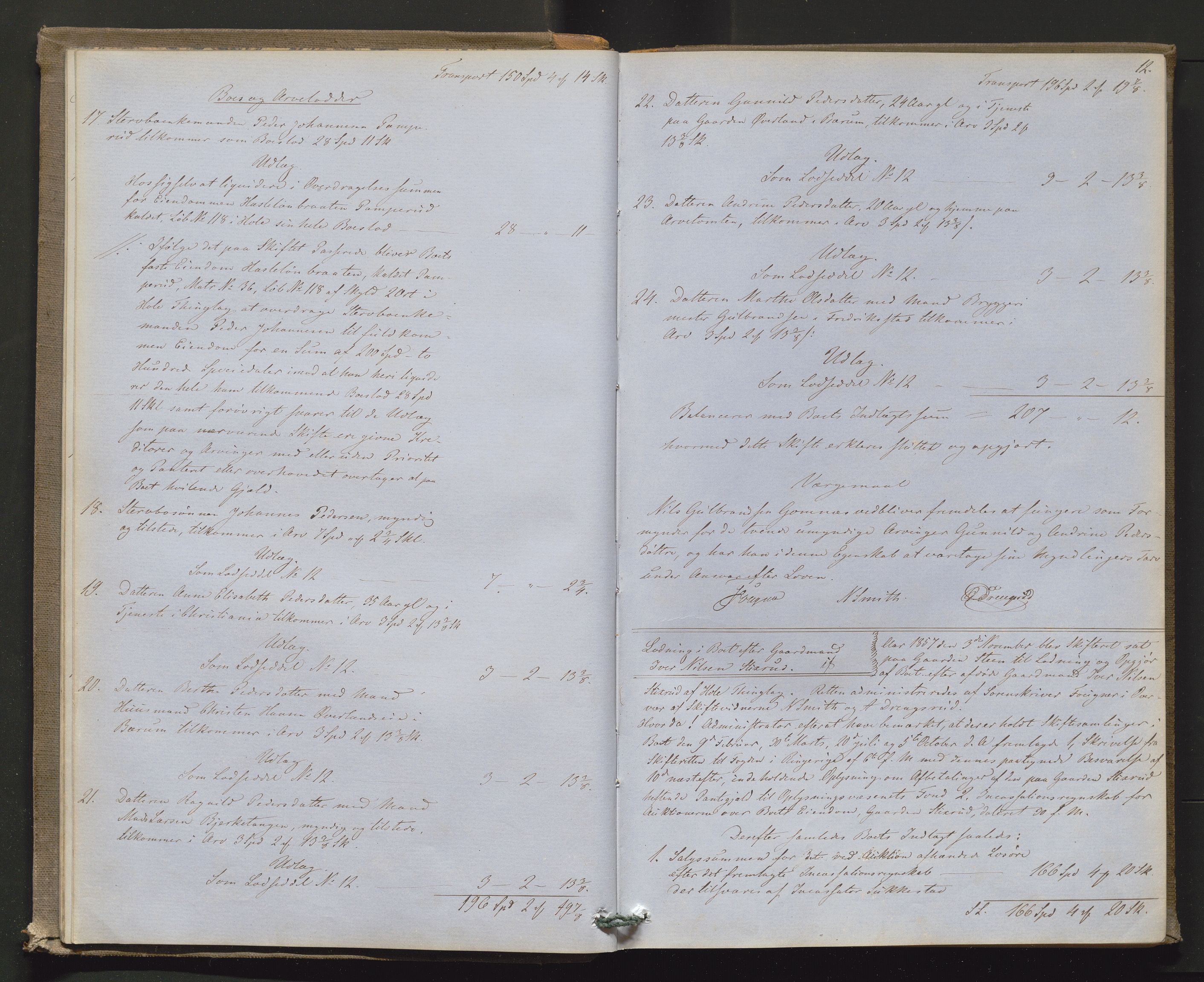 Ringerike sorenskriveri, AV/SAKO-A-105/H/Hb/Hbd/Hbda/L0004: Skifteutlodningsprotokoll, 1857-1862, p. 11b-12a