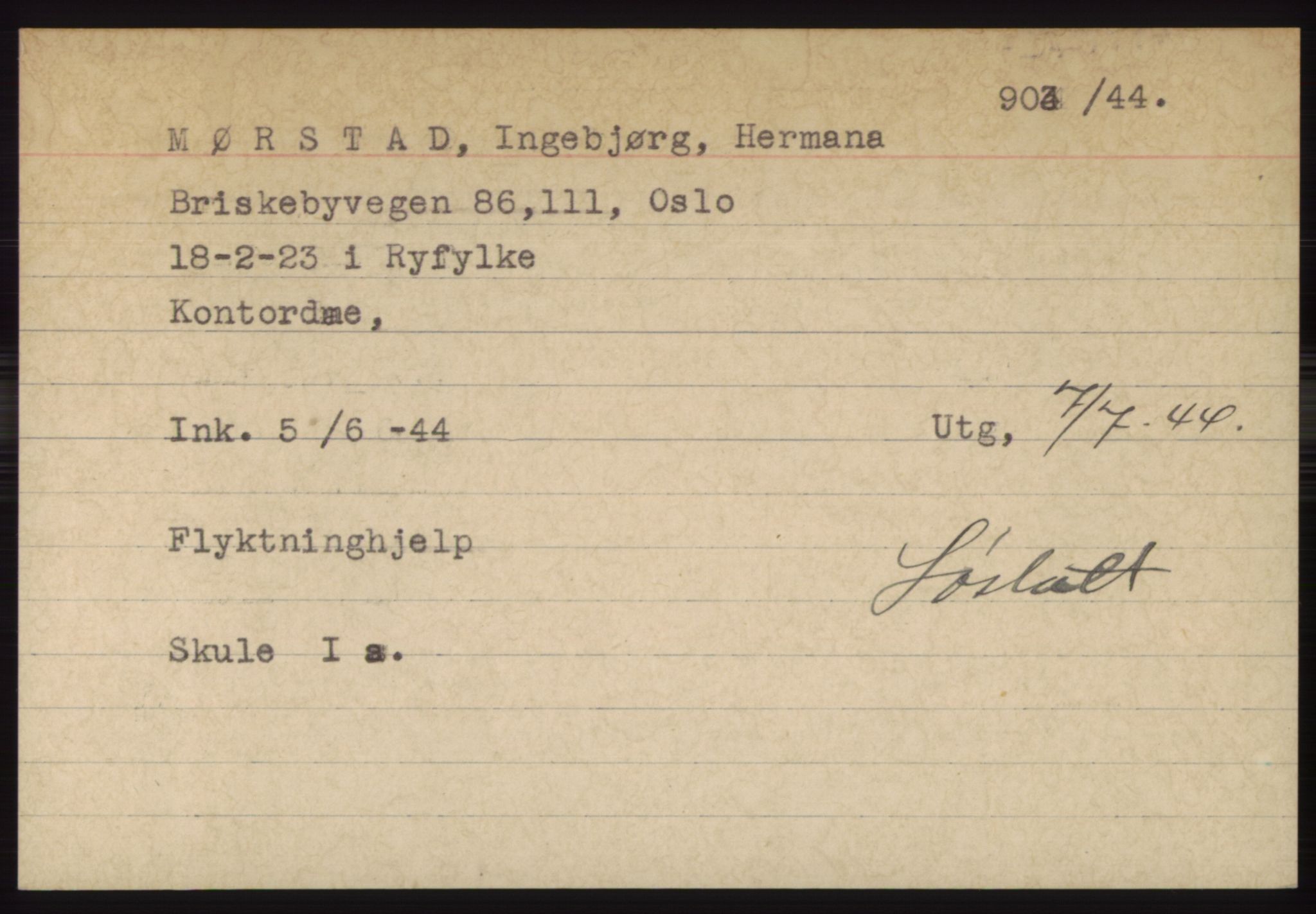 Statspolitiet - Hovedkontoret / Osloavdelingen, AV/RA-S-1329/C/Ck/Cke/L0004: Fangeregister; etternavn L - R, 1941-1945, p. 394