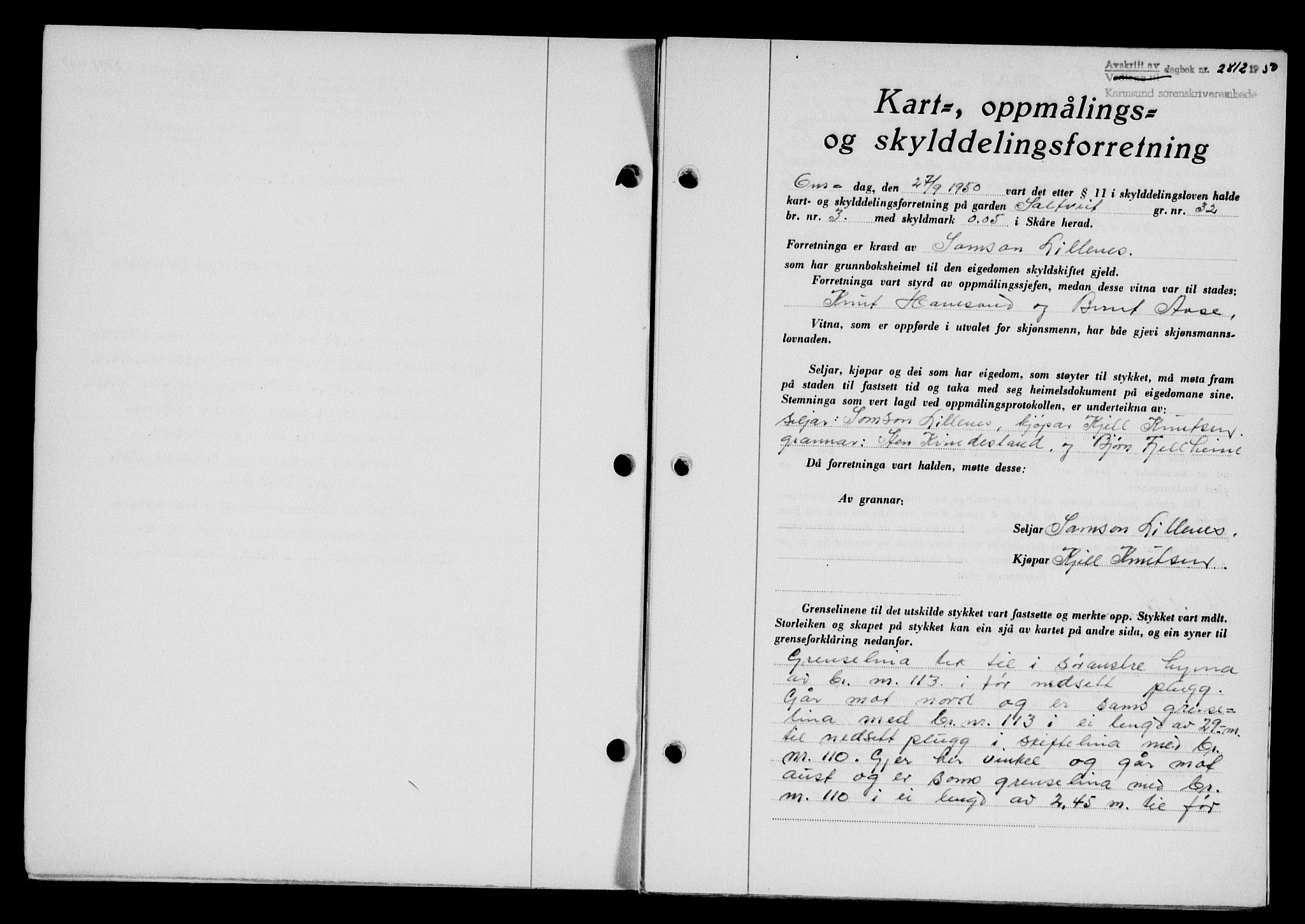 Karmsund sorenskriveri, AV/SAST-A-100311/01/II/IIB/L0101: Mortgage book no. 81A, 1950-1951, Diary no: : 2812/1950