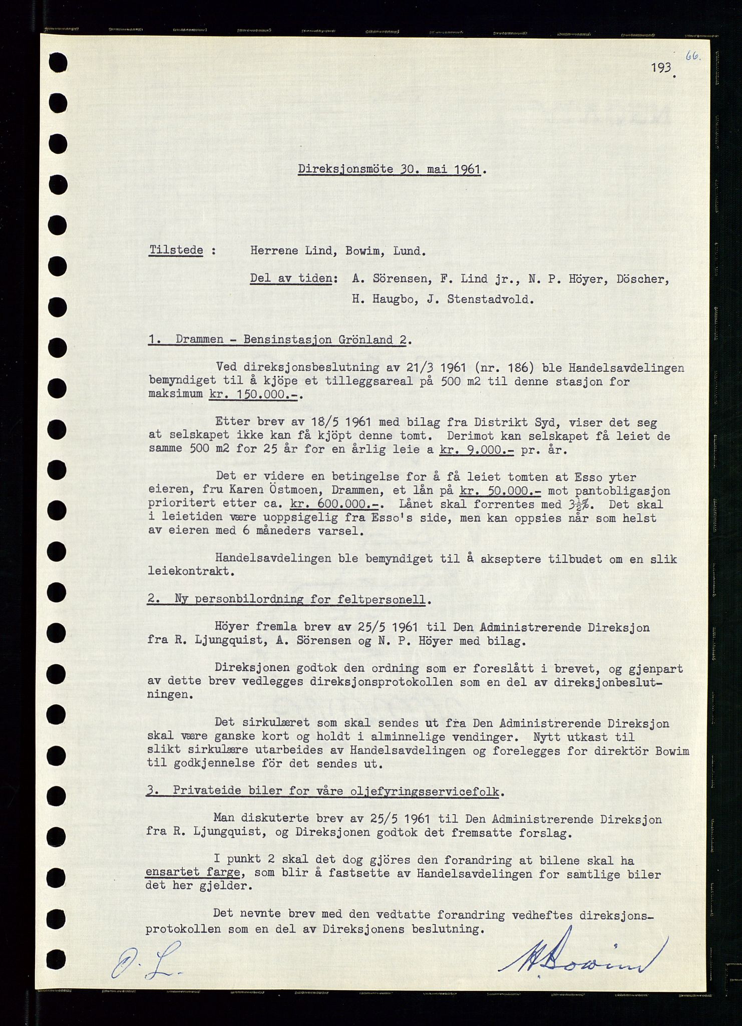 Pa 0982 - Esso Norge A/S, AV/SAST-A-100448/A/Aa/L0001/0002: Den administrerende direksjon Board minutes (styrereferater) / Den administrerende direksjon Board minutes (styrereferater), 1960-1961, p. 113