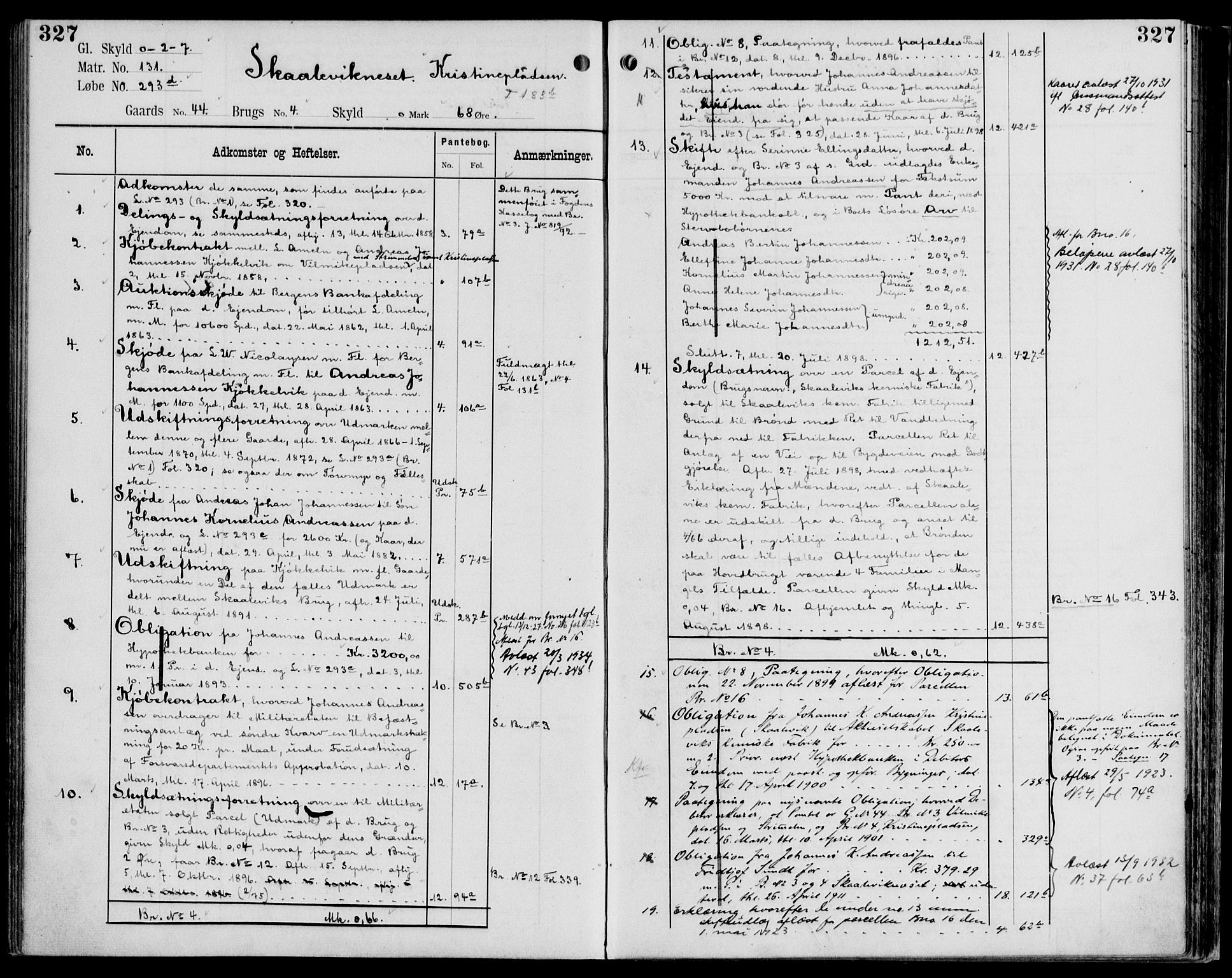 Midhordland sorenskriveri, AV/SAB-A-3001/1/G/Ga/Gab/L0107: Mortgage register no. II.A.b.107, p. 327