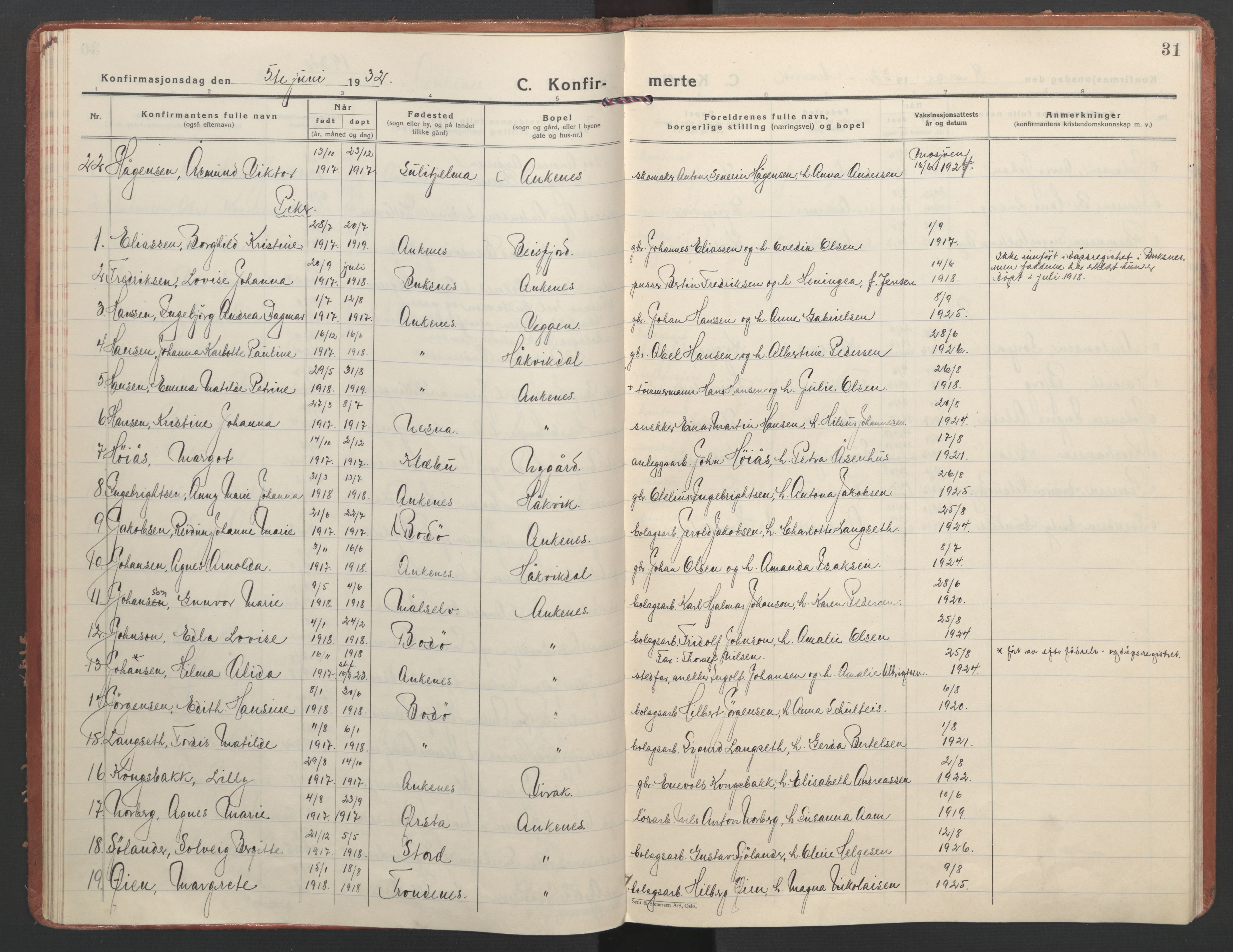 Ministerialprotokoller, klokkerbøker og fødselsregistre - Nordland, AV/SAT-A-1459/866/L0946: Parish register (official) no. 866A09, 1926-1944, p. 31