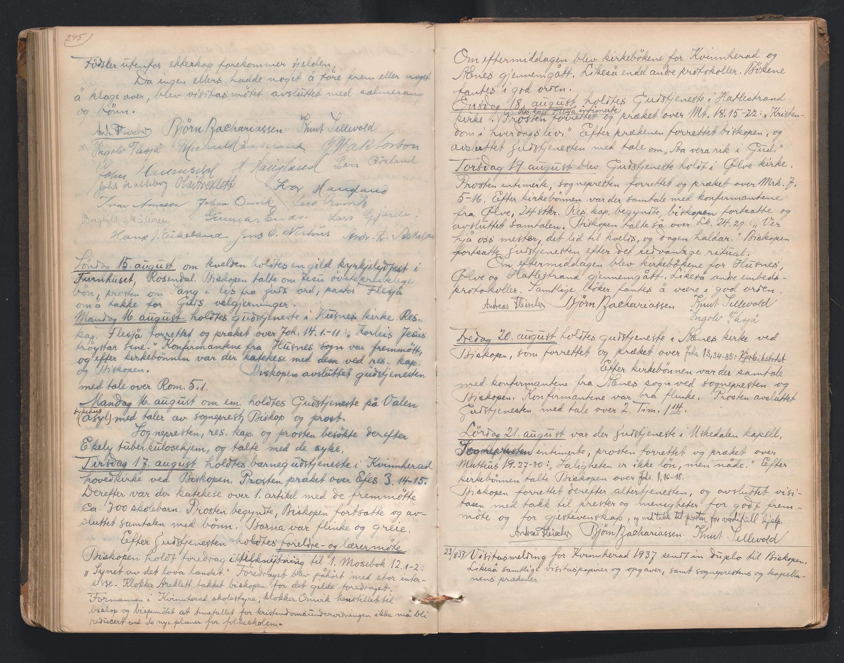 Nordre Sunnhordland prosti, AV/SAB-A-99912/F/L0001: Visitasprotokoll , 1860-1959, p. 245