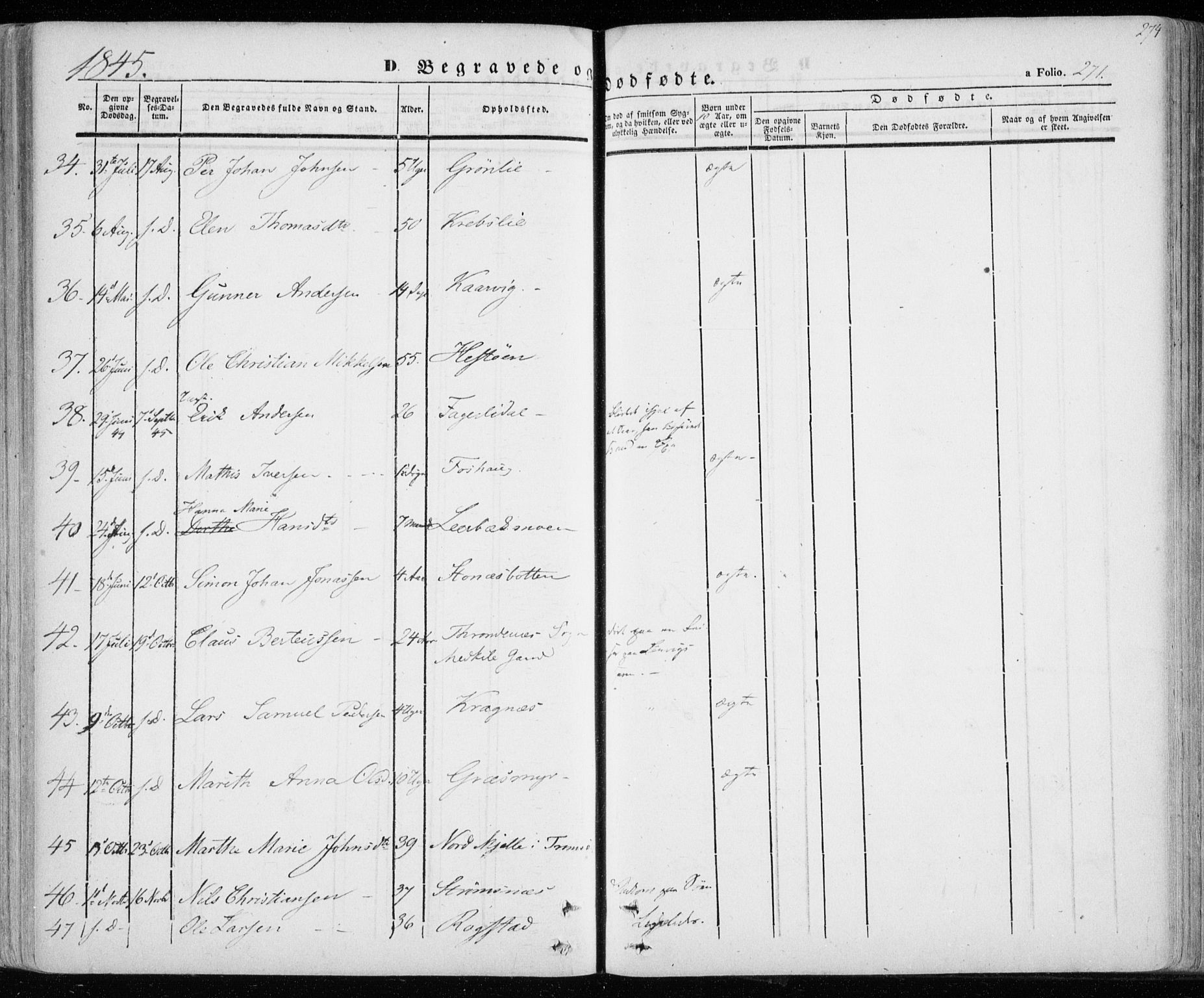 Lenvik sokneprestembete, SATØ/S-1310/H/Ha/Haa/L0006kirke: Parish register (official) no. 6, 1845-1854, p. 274