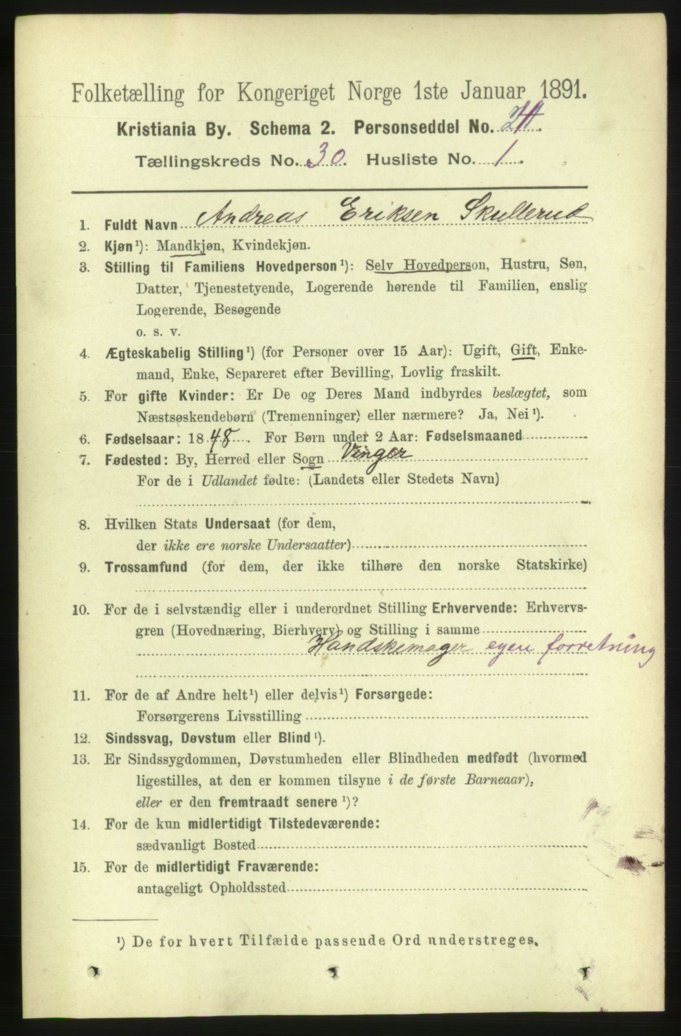 RA, 1891 census for 0301 Kristiania, 1891, p. 15565