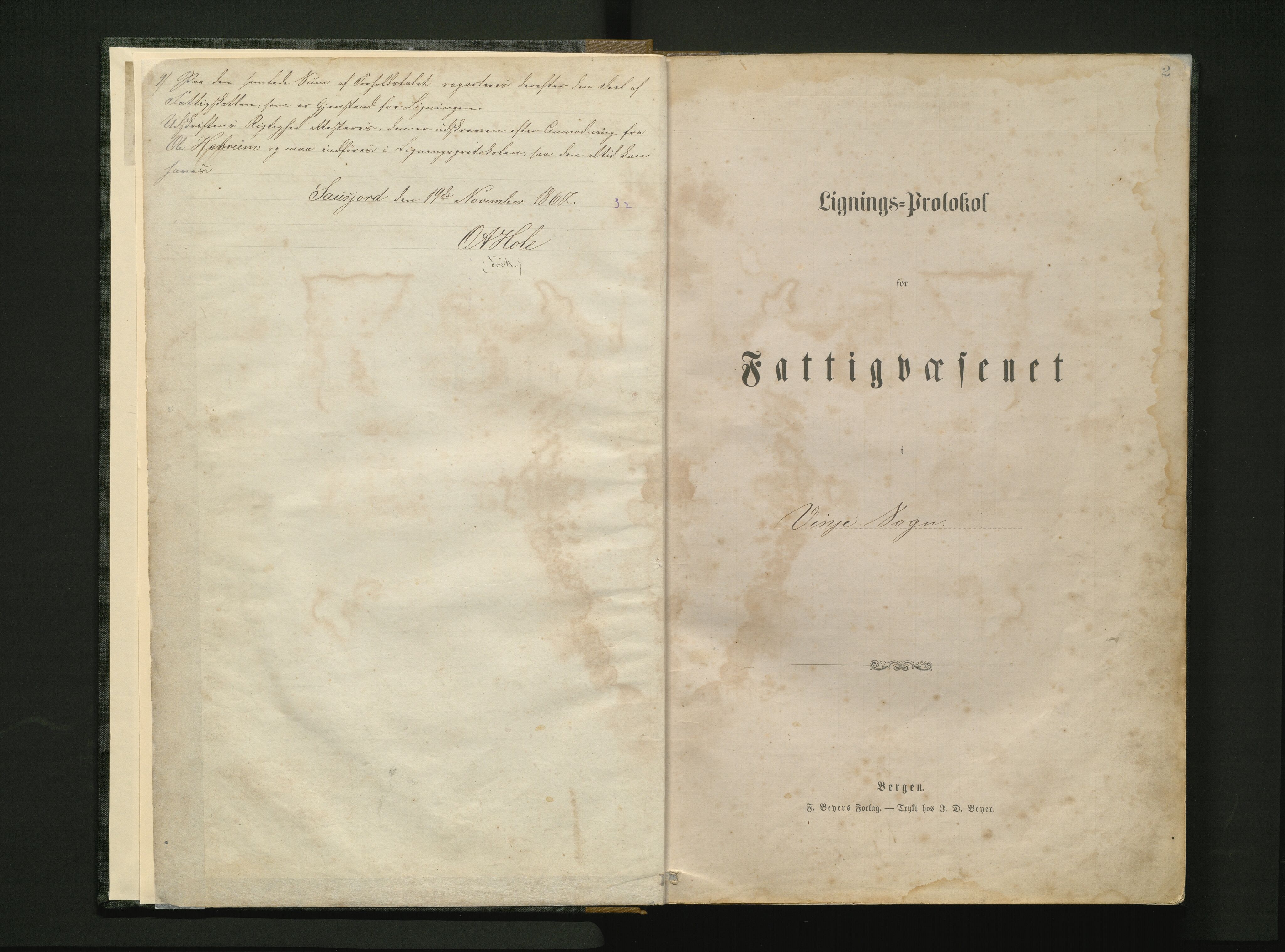 Vossestrand kommune. Likningsnemnda, IKAH/1236-142/F/Fd/L0001: Likningsprotokoll for utlikning av fattigskatt i Vinje sokn , 1865-1903