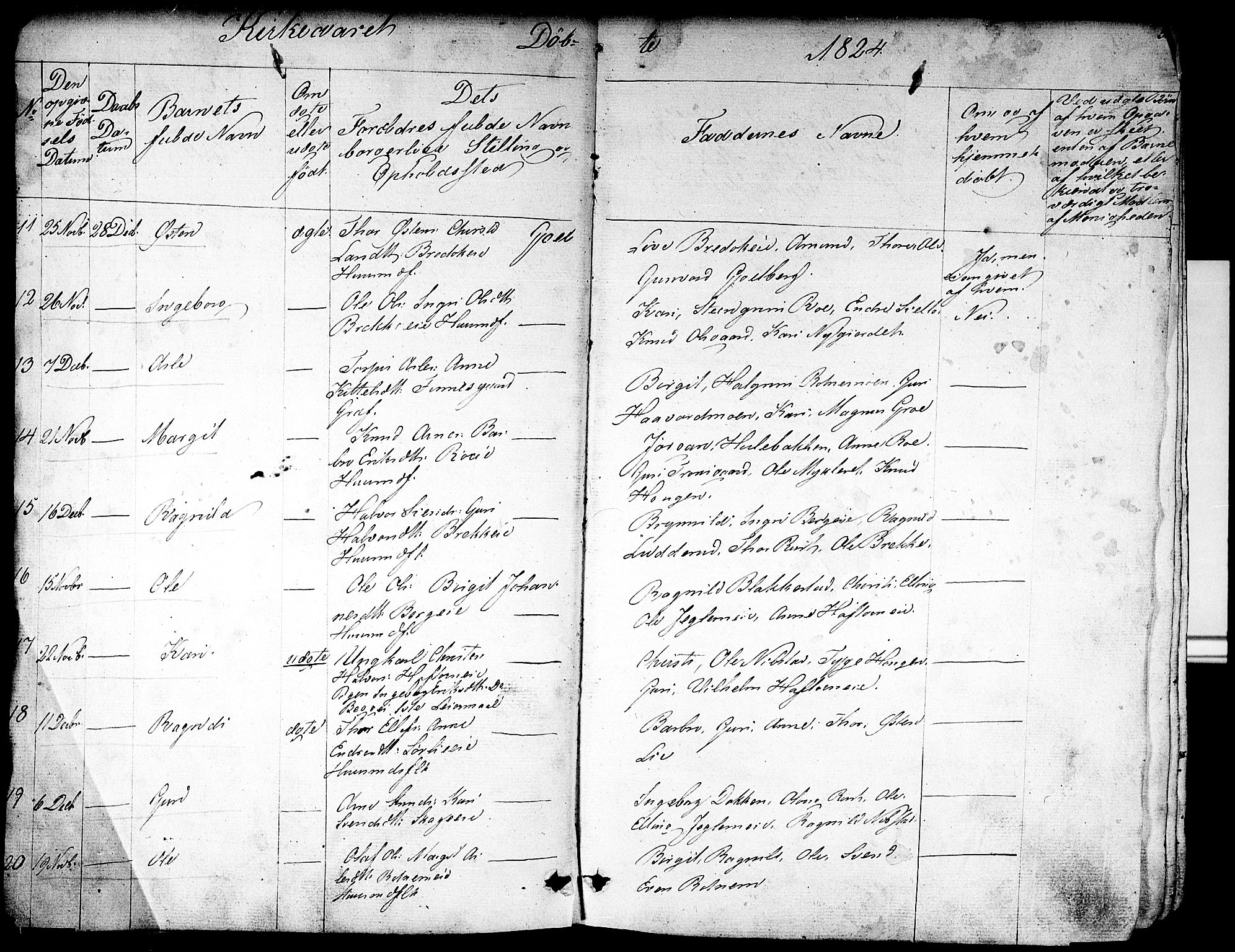 Nes kirkebøker, SAKO/A-236/F/Fa/L0008: Parish register (official) no. 8, 1824-1834, p. 4-5
