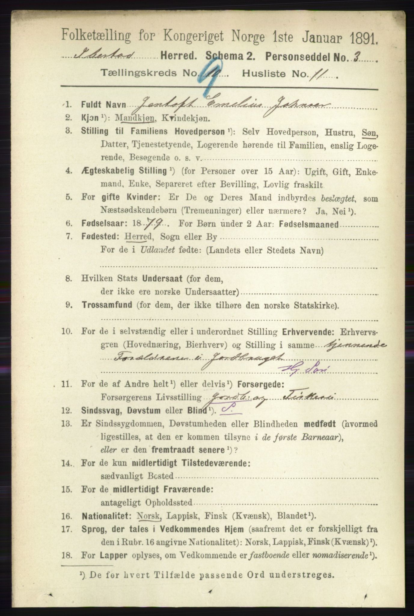 RA, 1891 census for 1917 Ibestad, 1891, p. 6051