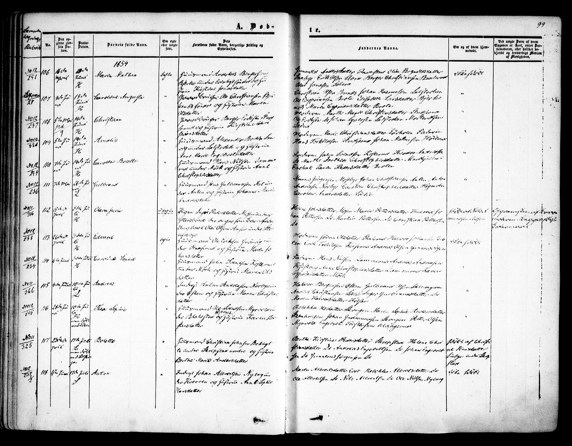 Høland prestekontor Kirkebøker, SAO/A-10346a/F/Fa/L0010: Parish register (official) no. I 10, 1854-1861, p. 99