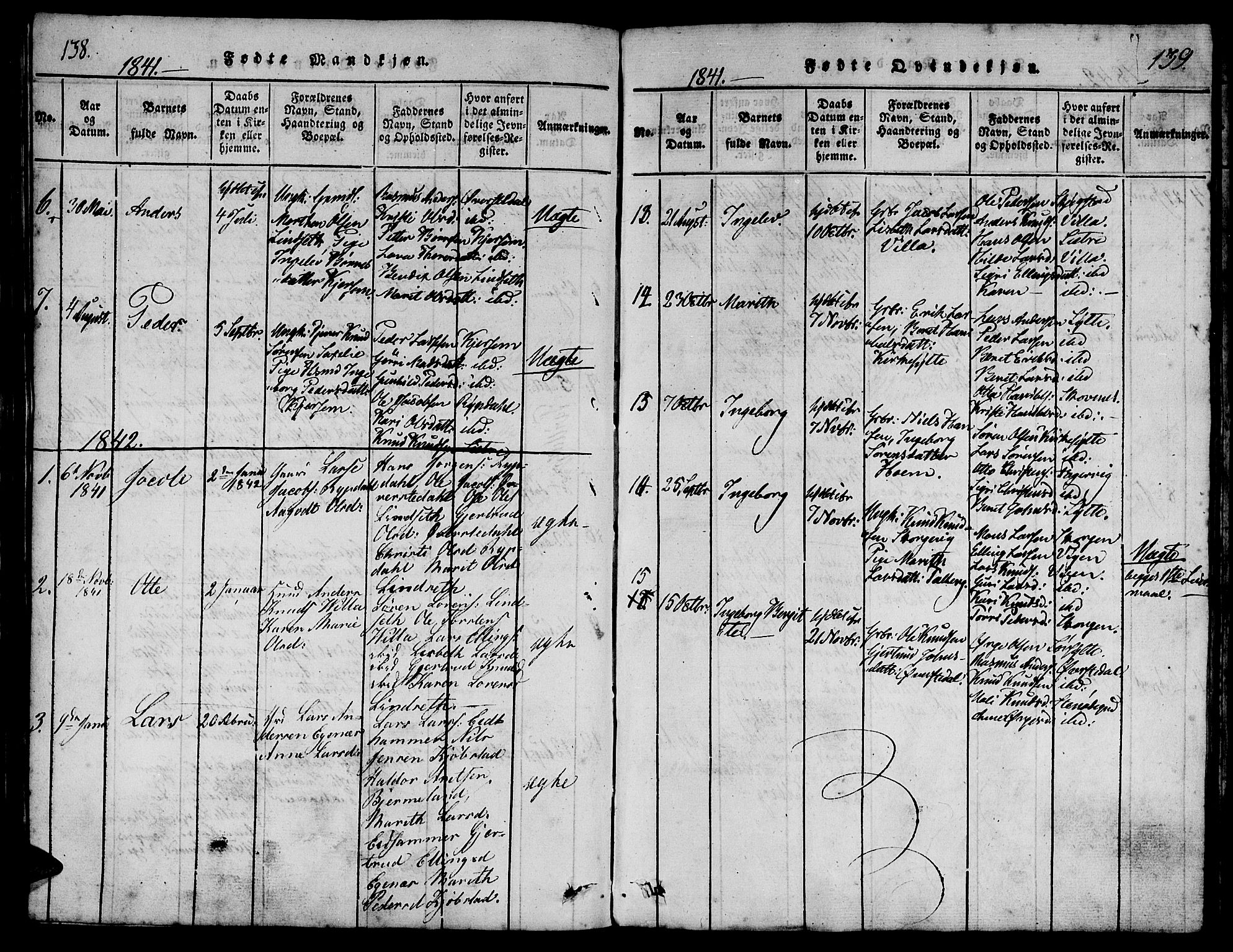 Ministerialprotokoller, klokkerbøker og fødselsregistre - Møre og Romsdal, AV/SAT-A-1454/541/L0544: Parish register (official) no. 541A01, 1818-1847, p. 138-139