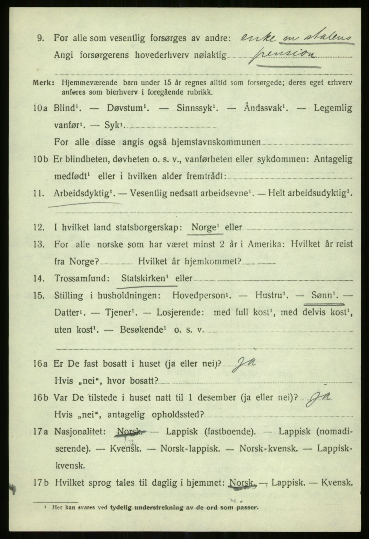 SATØ, 1920 census for Karlsøy, 1920, p. 5258