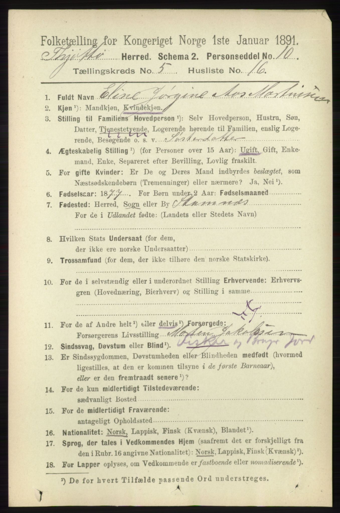 RA, 1891 census for 1817 Tjøtta, 1891, p. 2492