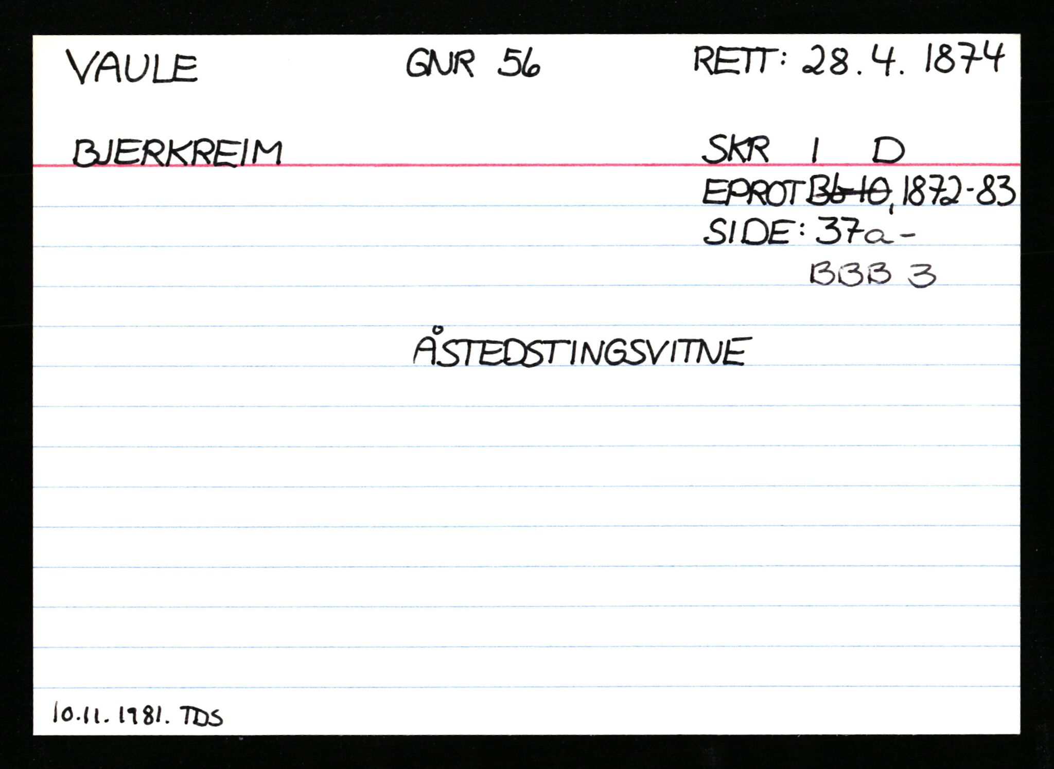 Statsarkivet i Stavanger, AV/SAST-A-101971/03/Y/Ym/L0065: Åstedskort sortert etter gårdsnavn: Vatland - Vervig, 1600-1950, p. 174