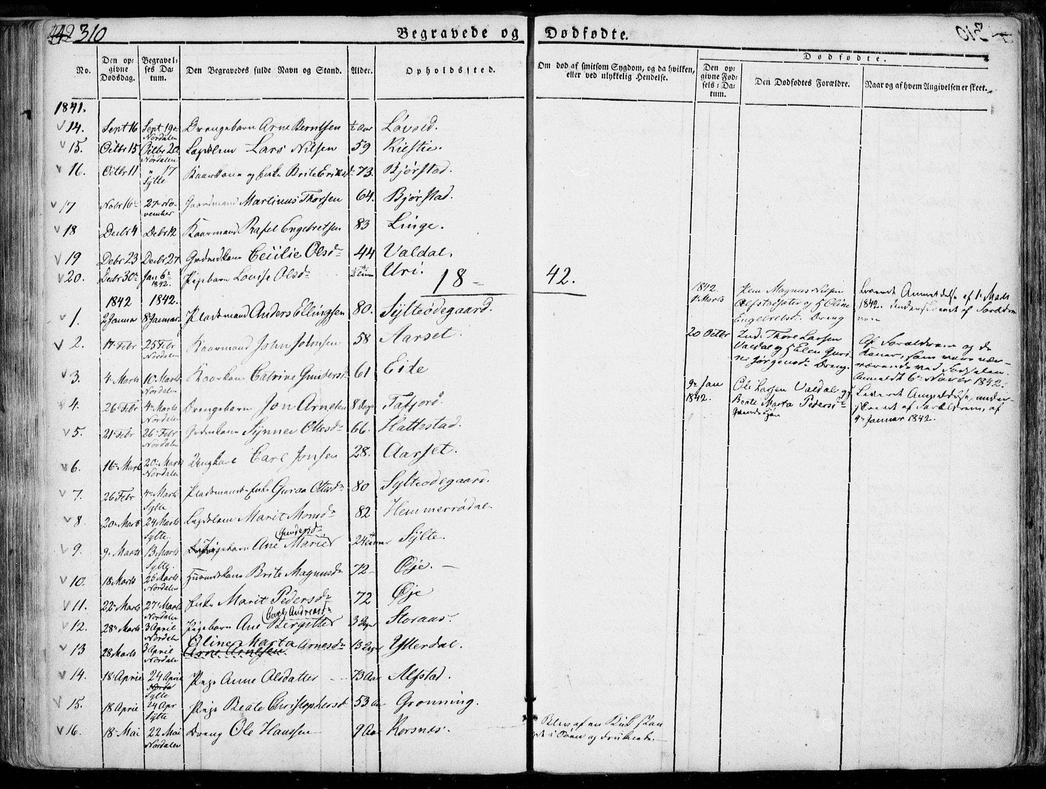 Ministerialprotokoller, klokkerbøker og fødselsregistre - Møre og Romsdal, SAT/A-1454/519/L0248: Parish register (official) no. 519A07, 1829-1860, p. 310