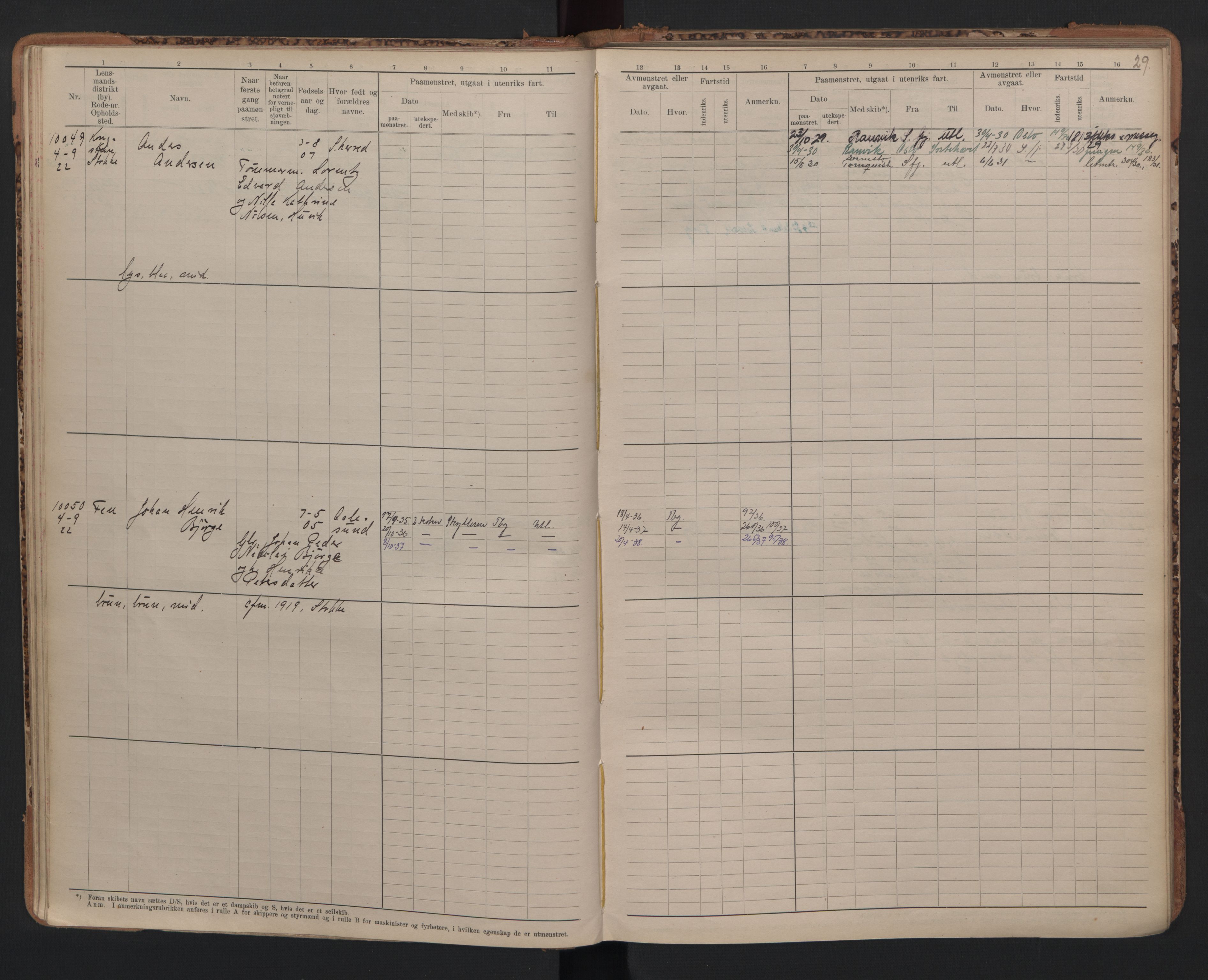 Tønsberg innrulleringskontor, AV/SAKO-A-786/F/Fc/Fcb/L0010: Hovedrulle Patent nr. 9993-1923, 1922-1923, p. 29