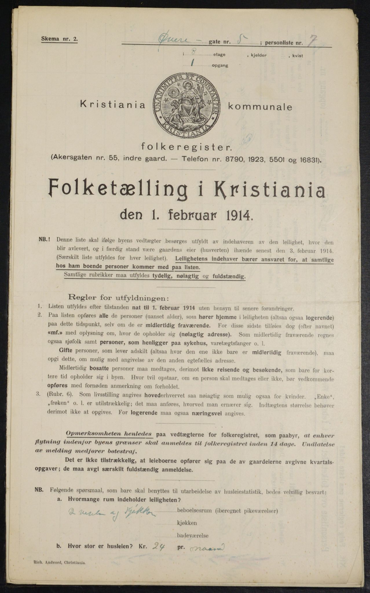 OBA, Municipal Census 1914 for Kristiania, 1914, p. 130855