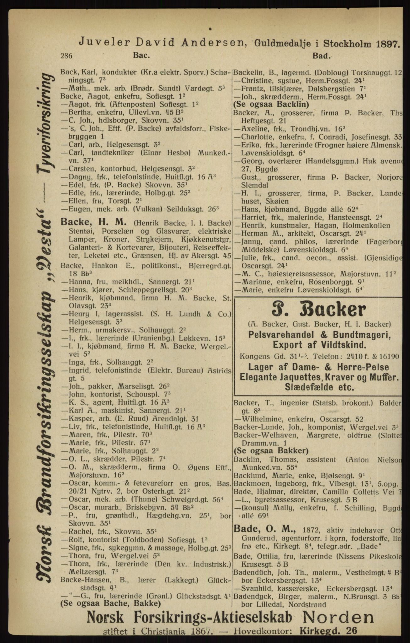 Kristiania/Oslo adressebok, PUBL/-, 1916, p. 286