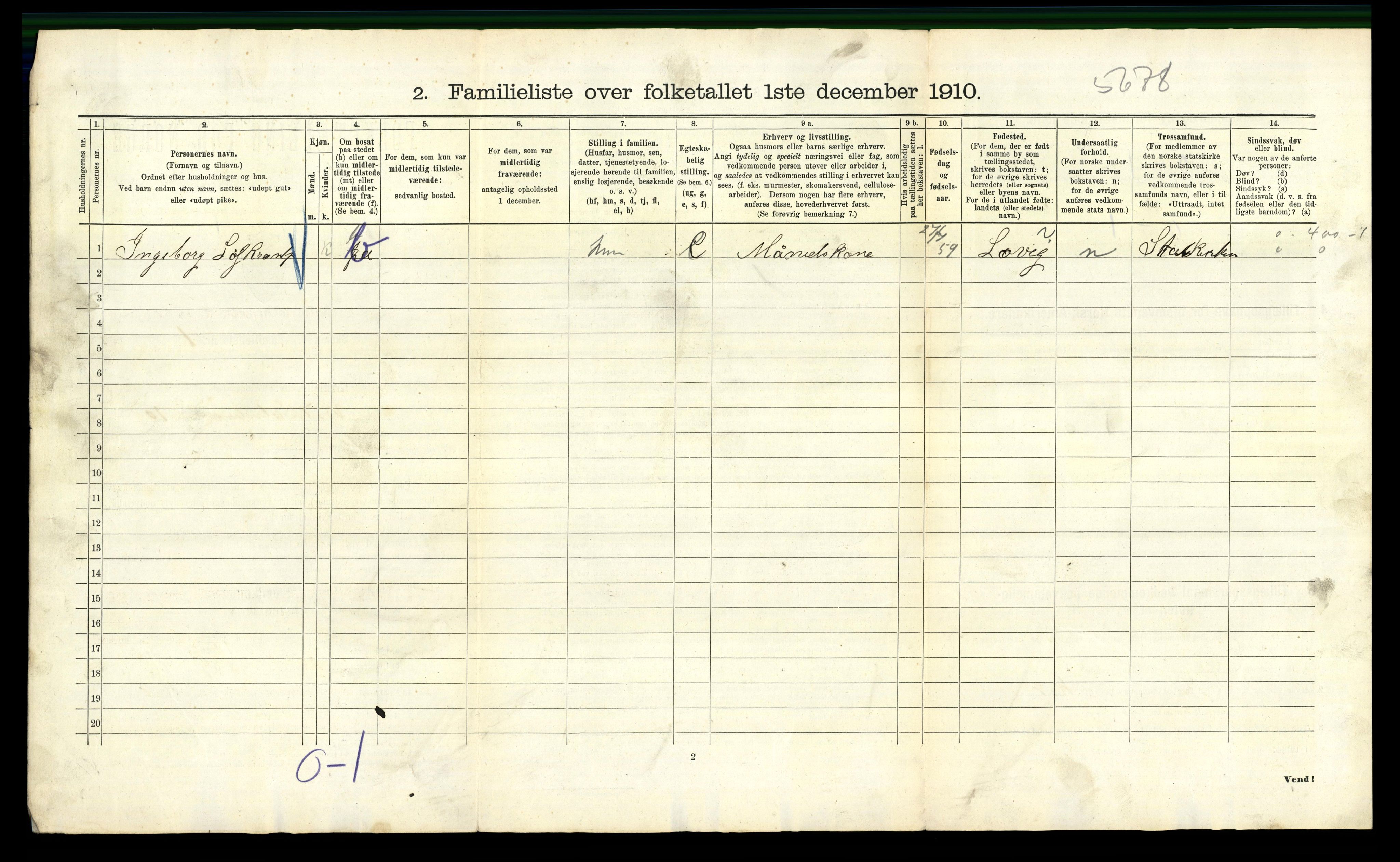 RA, 1910 census for Kristiania, 1910, p. 118116