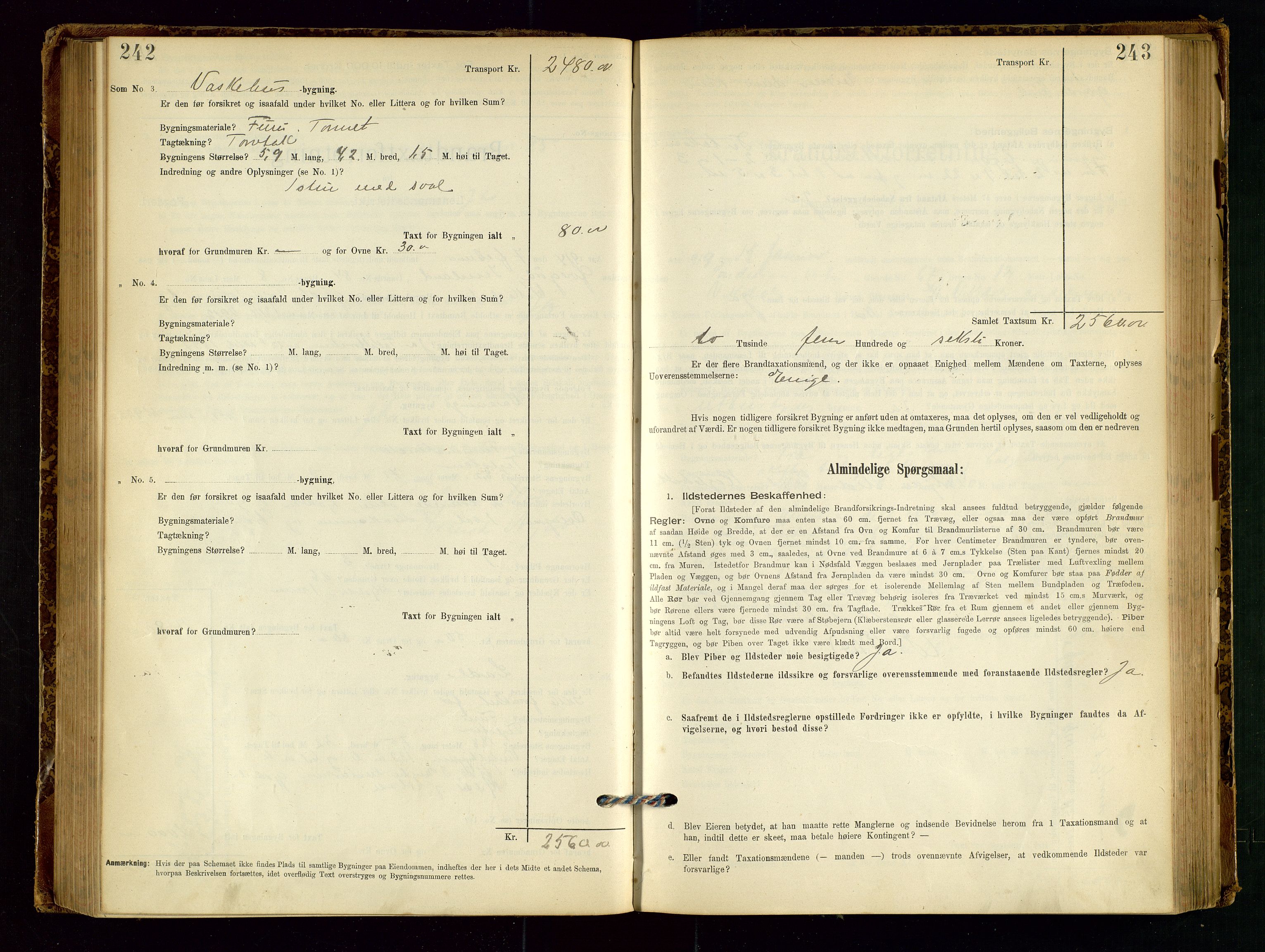 Vikedal lensmannskontor, SAST/A-100179/Gob/L0004: Branntakstprotokoll, 1894-1952, p. 242-243