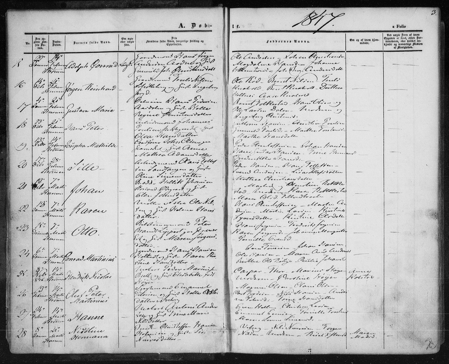 Hurum kirkebøker, SAKO/A-229/F/Fa/L0011: Parish register (official) no. 11, 1847-1860, p. 3