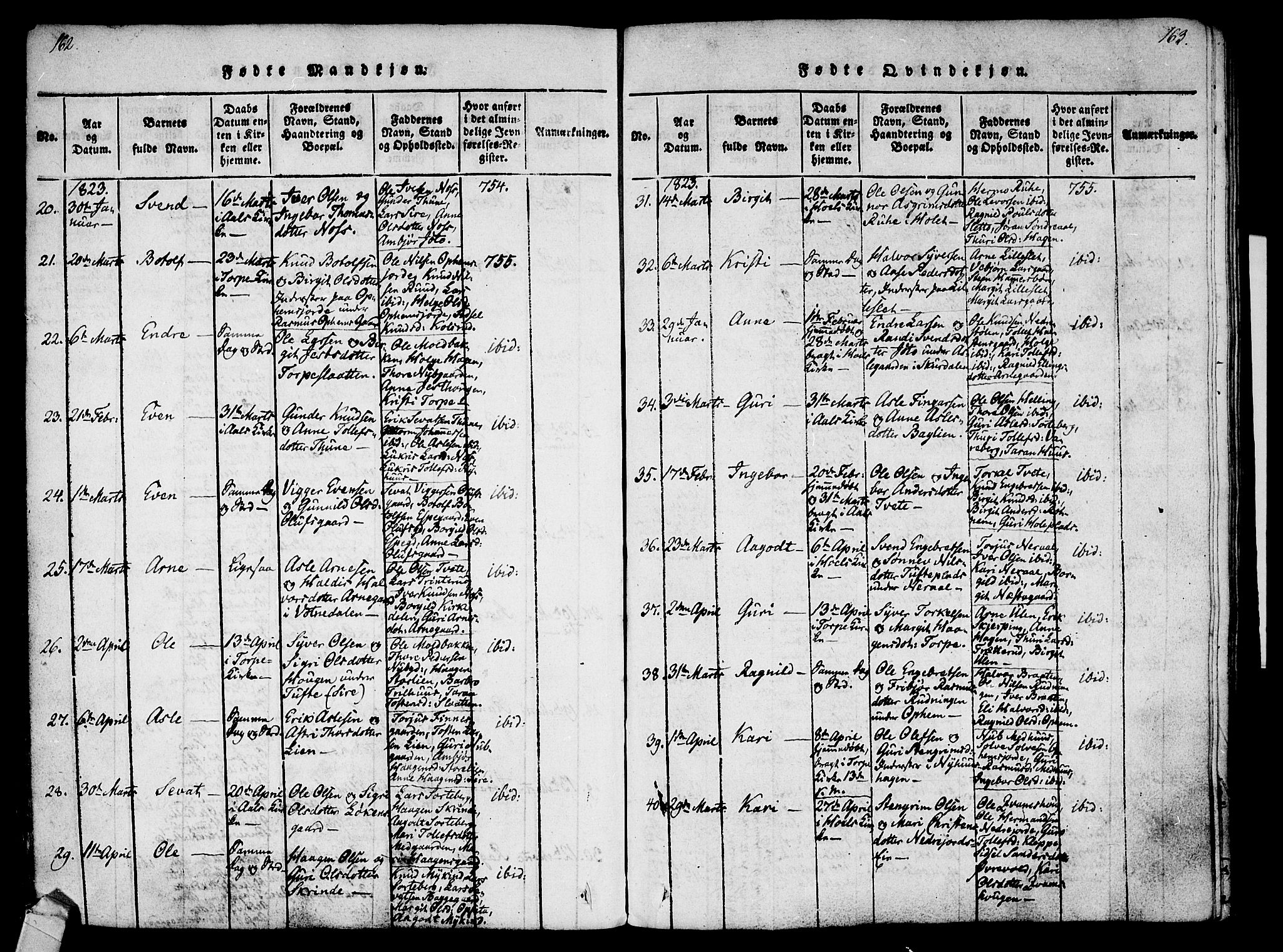 Ål kirkebøker, AV/SAKO-A-249/F/Fa/L0004: Parish register (official) no. I 4, 1815-1825, p. 162-163