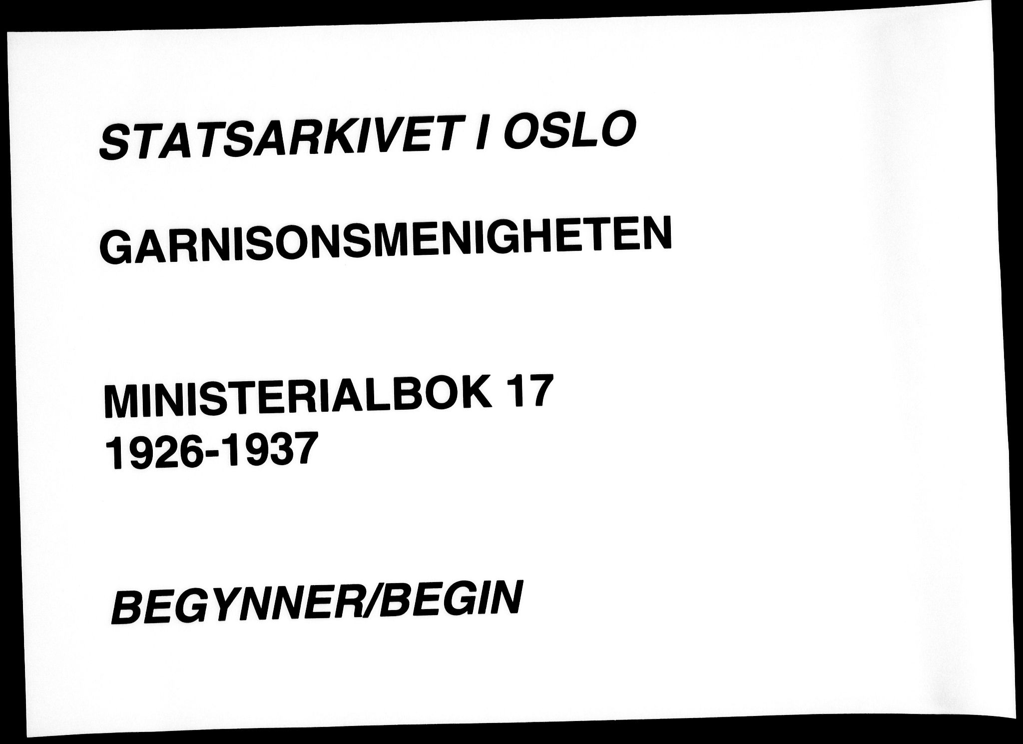 Garnisonsmenigheten Kirkebøker, SAO/A-10846/F/Fa/L0017: Parish register (official) no. 17, 1926-1937