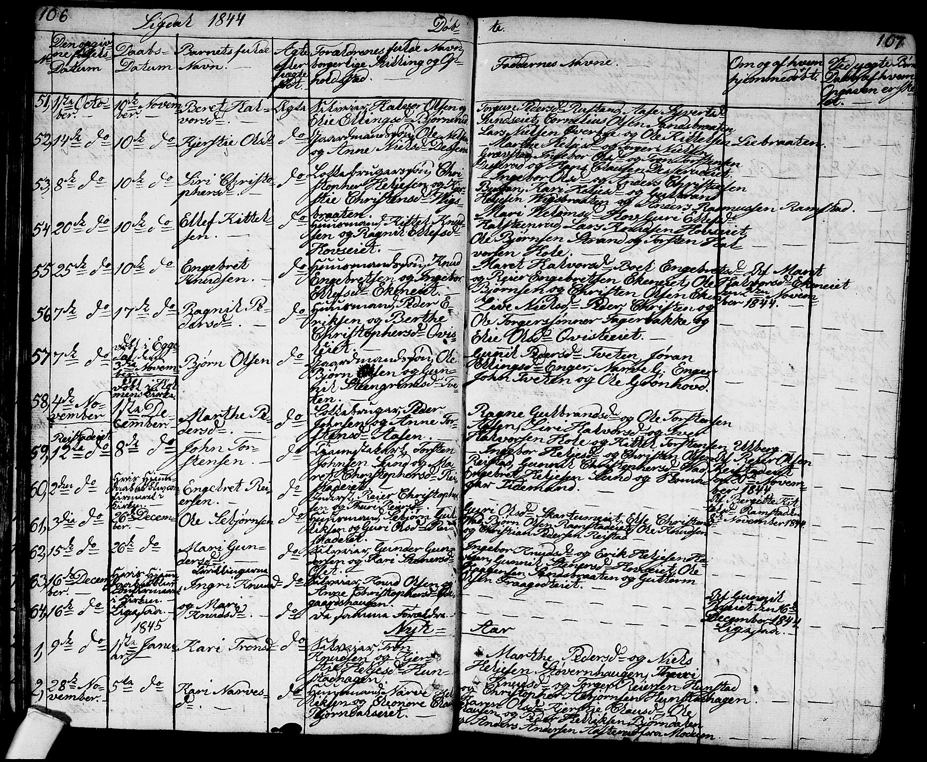 Sigdal kirkebøker, AV/SAKO-A-245/G/Ga/L0002: Parish register (copy) no. I 2, 1835-1856, p. 106-107