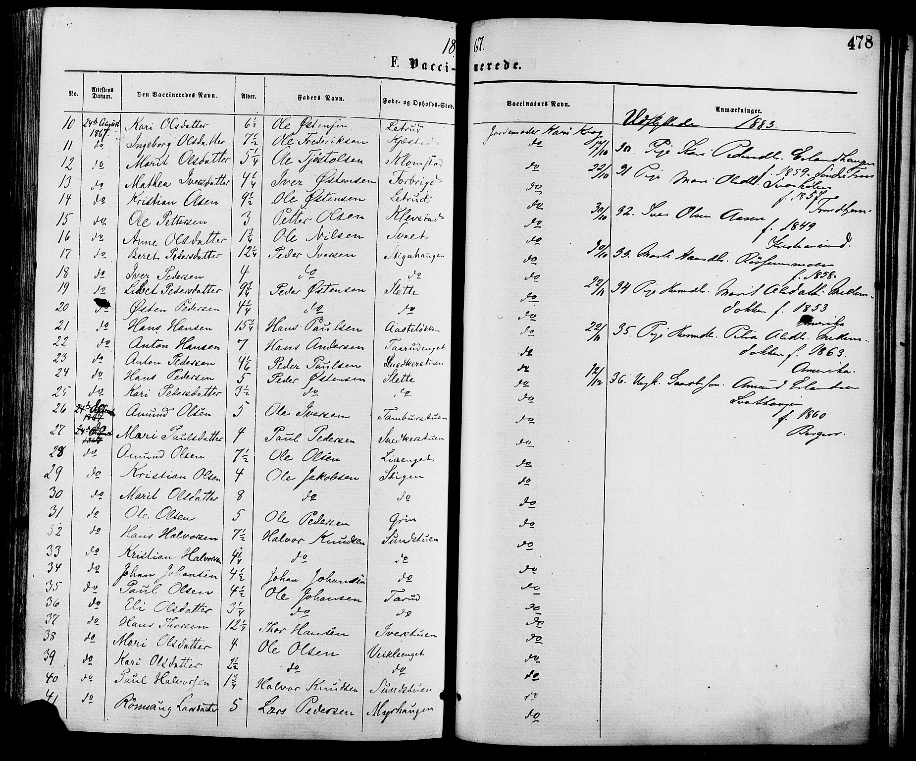 Nord-Fron prestekontor, SAH/PREST-080/H/Ha/Haa/L0002: Parish register (official) no. 2, 1865-1883, p. 478